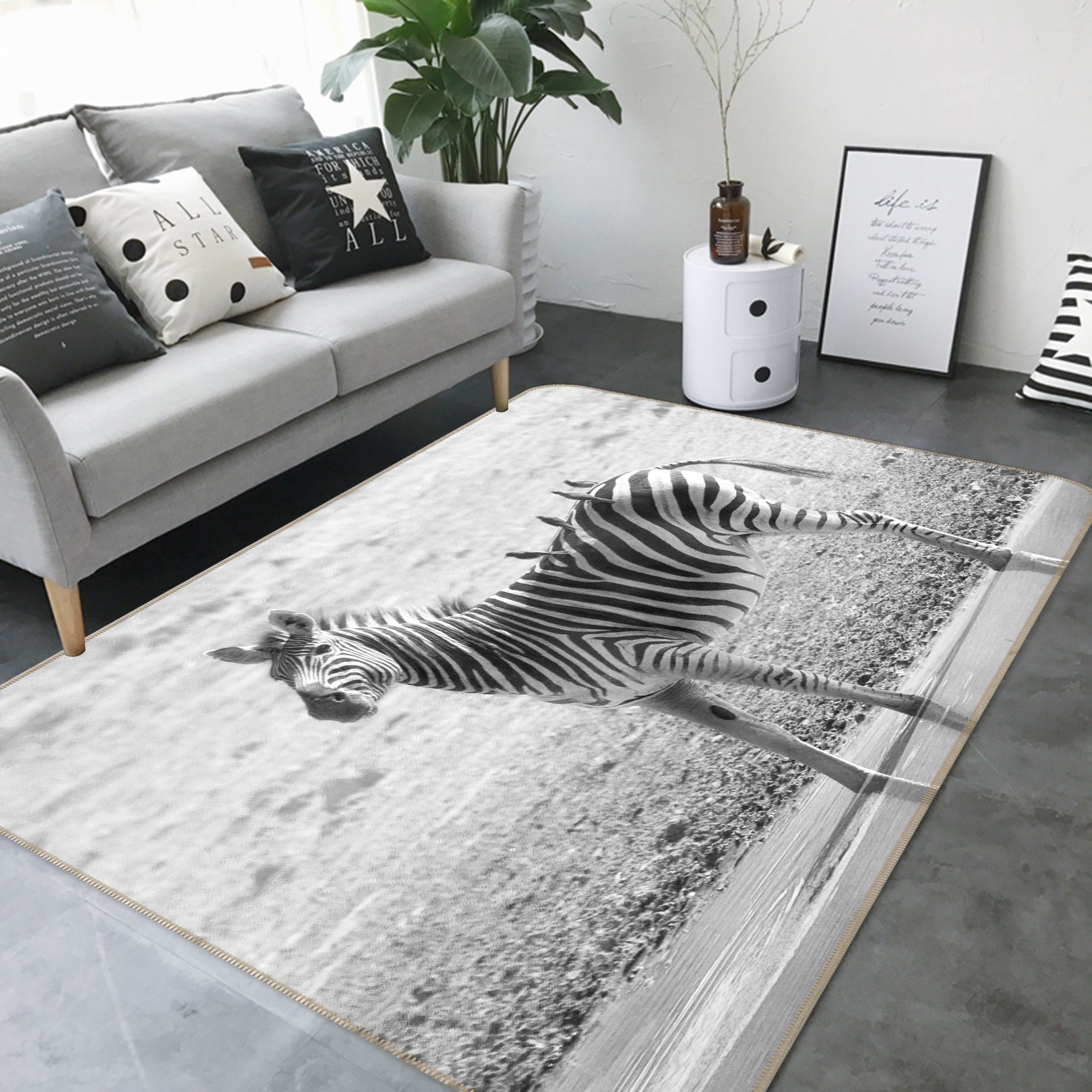 3D Grey Zebra 146 Animal Non Slip Rug Mat