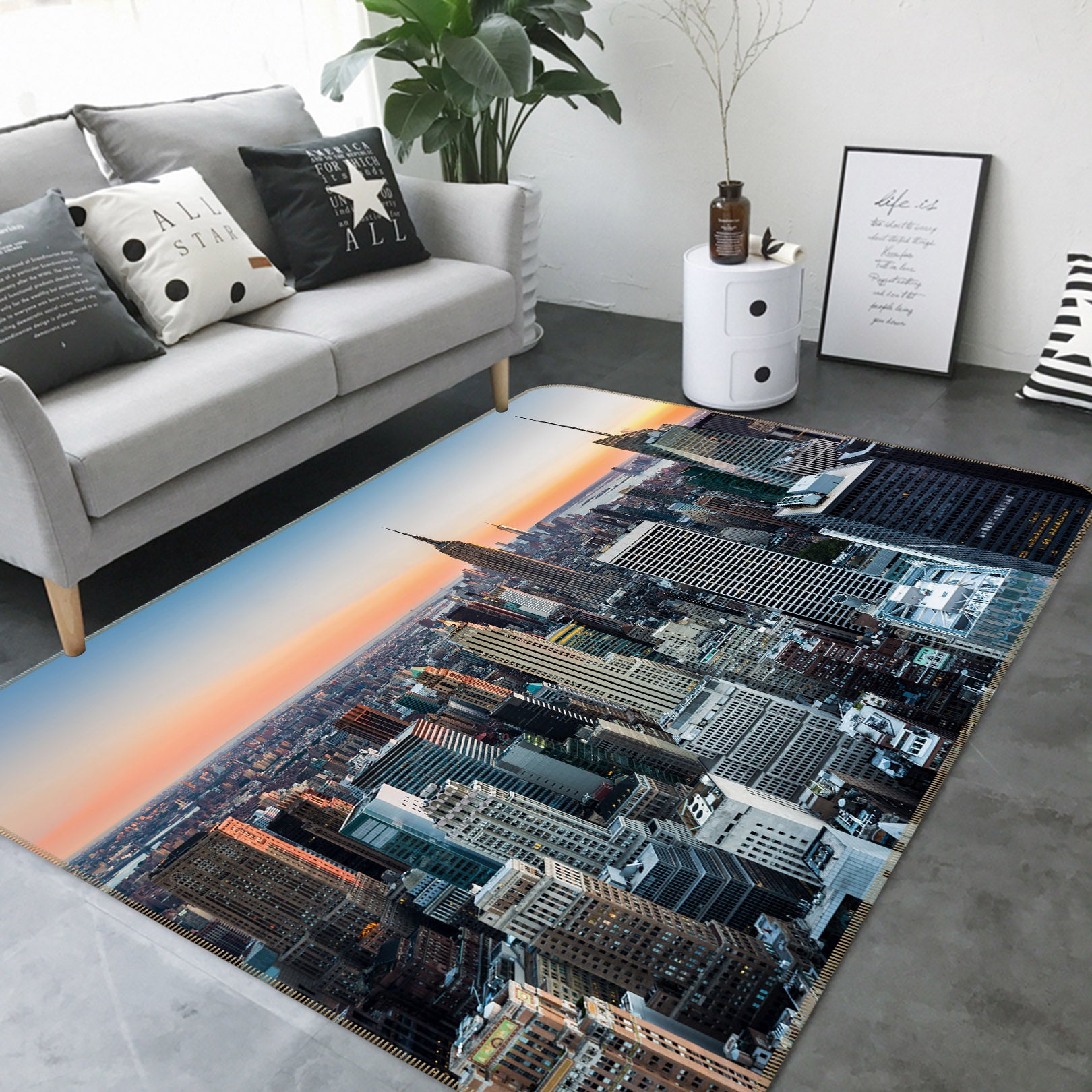 3D City Building 34134 Non Slip Rug Mat