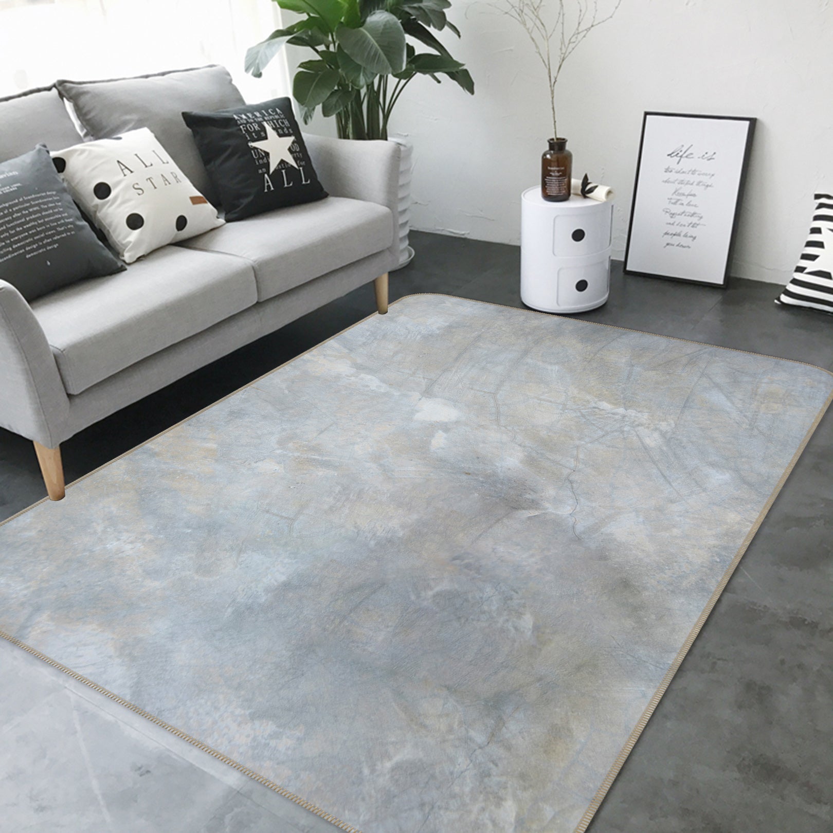 3D Grey Texture 31067 Non Slip Rug Mat