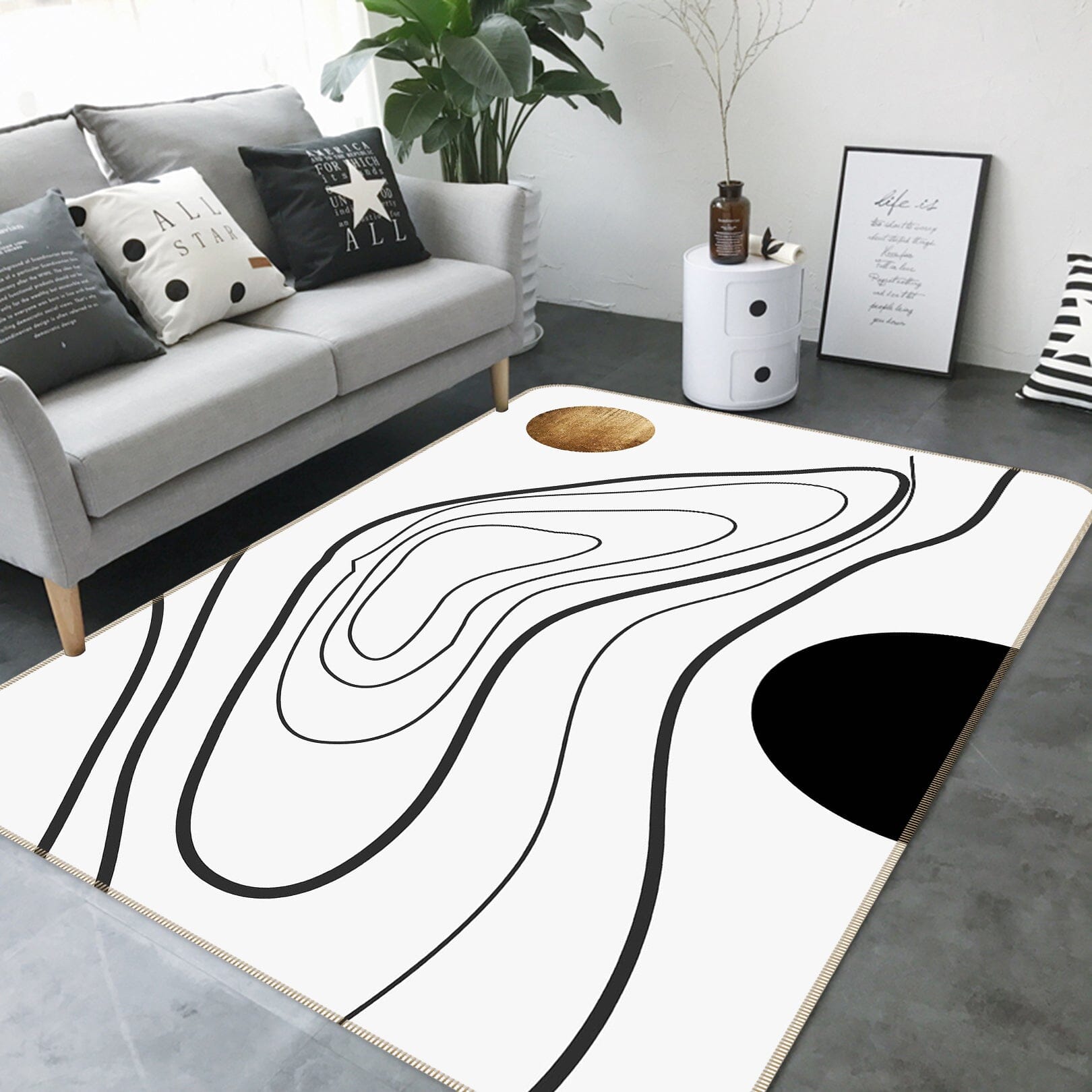 3D Black Line Drawing 1086 Boris Draschoff Rug Non Slip Rug Mat Mat AJ Creativity Home