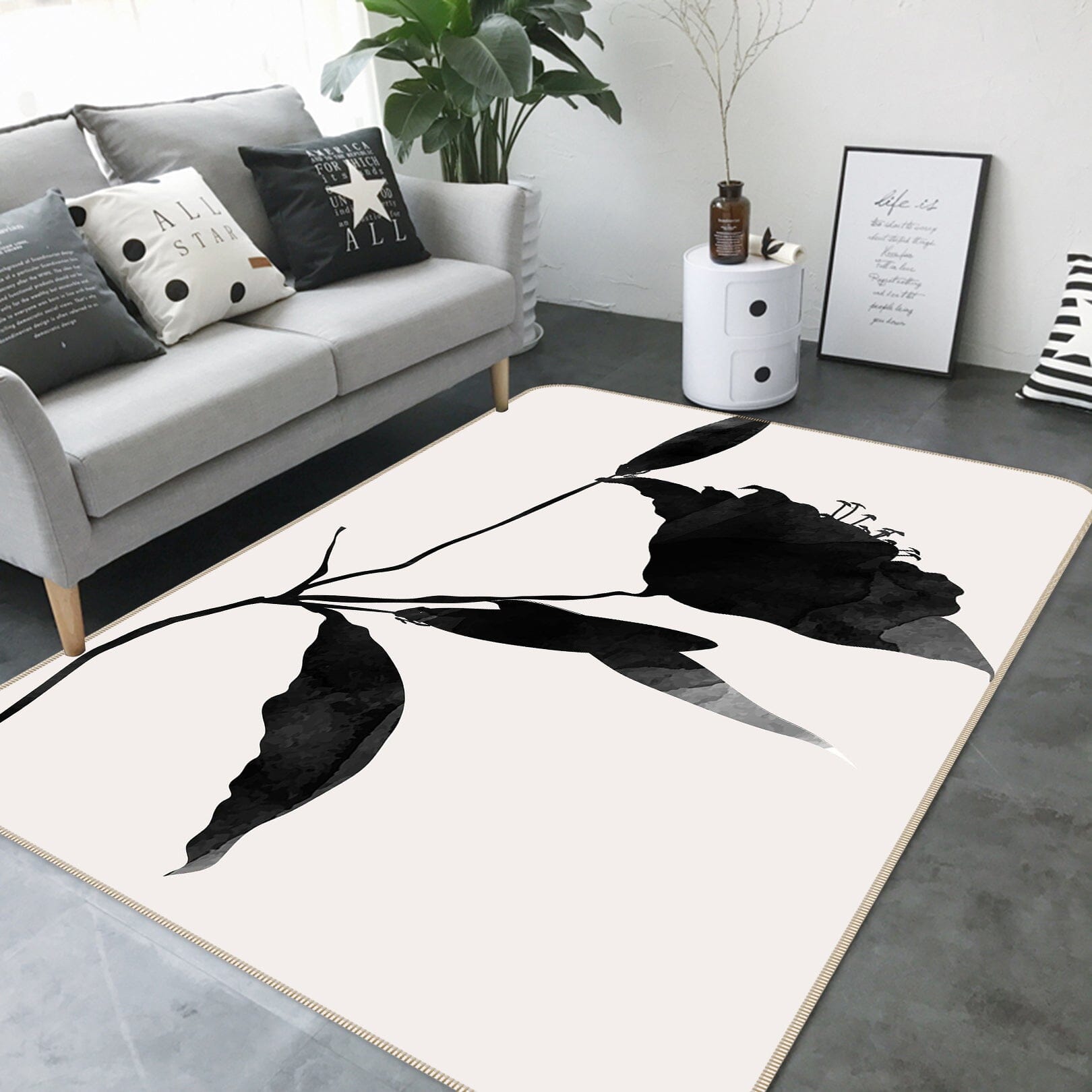 3D Black Flower 1090 Boris Draschoff Rug Non Slip Rug Mat Mat AJ Creativity Home