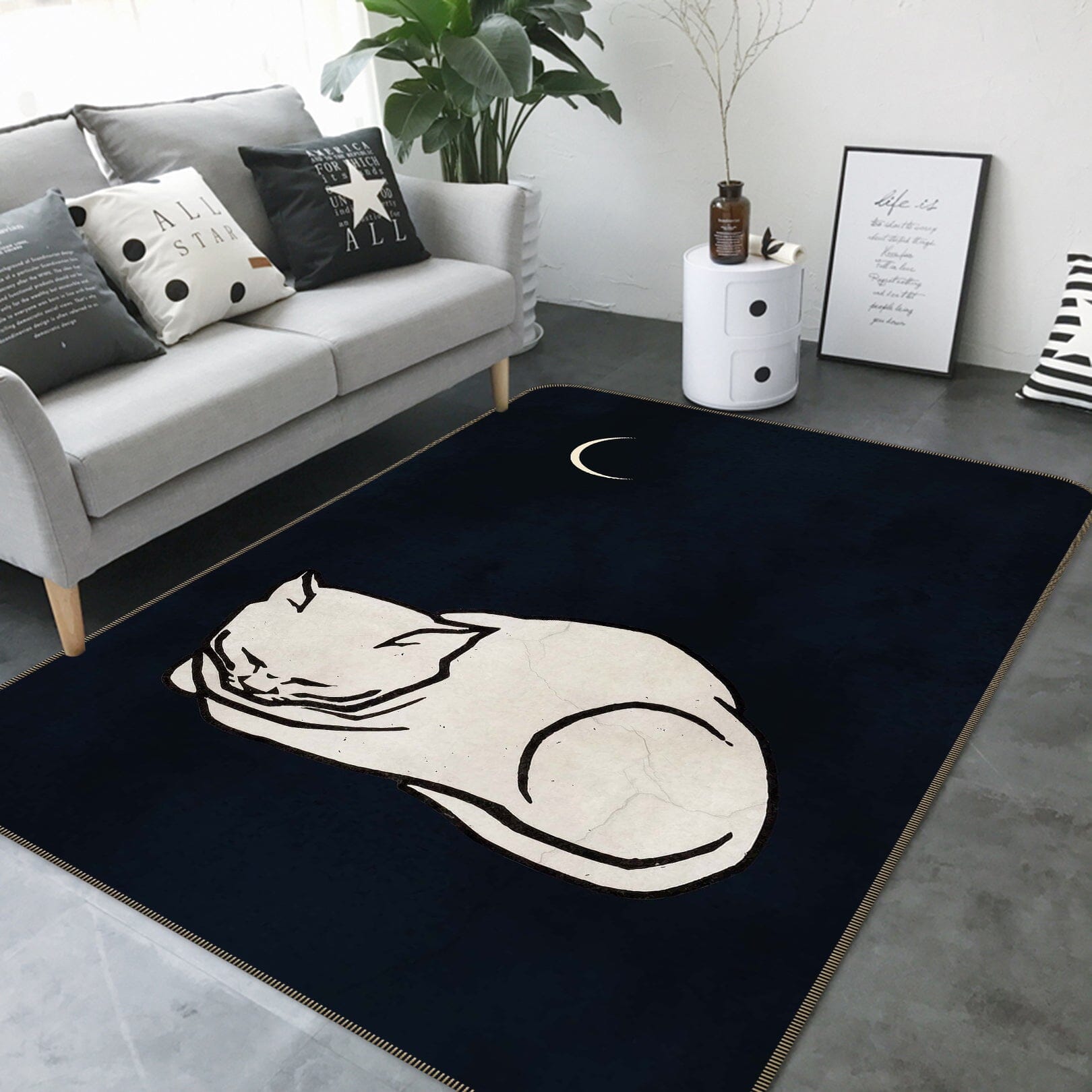 3D Moon Kitten 1029 Boris Draschoff Rug Non Slip Rug Mat Mat AJ Creativity Home