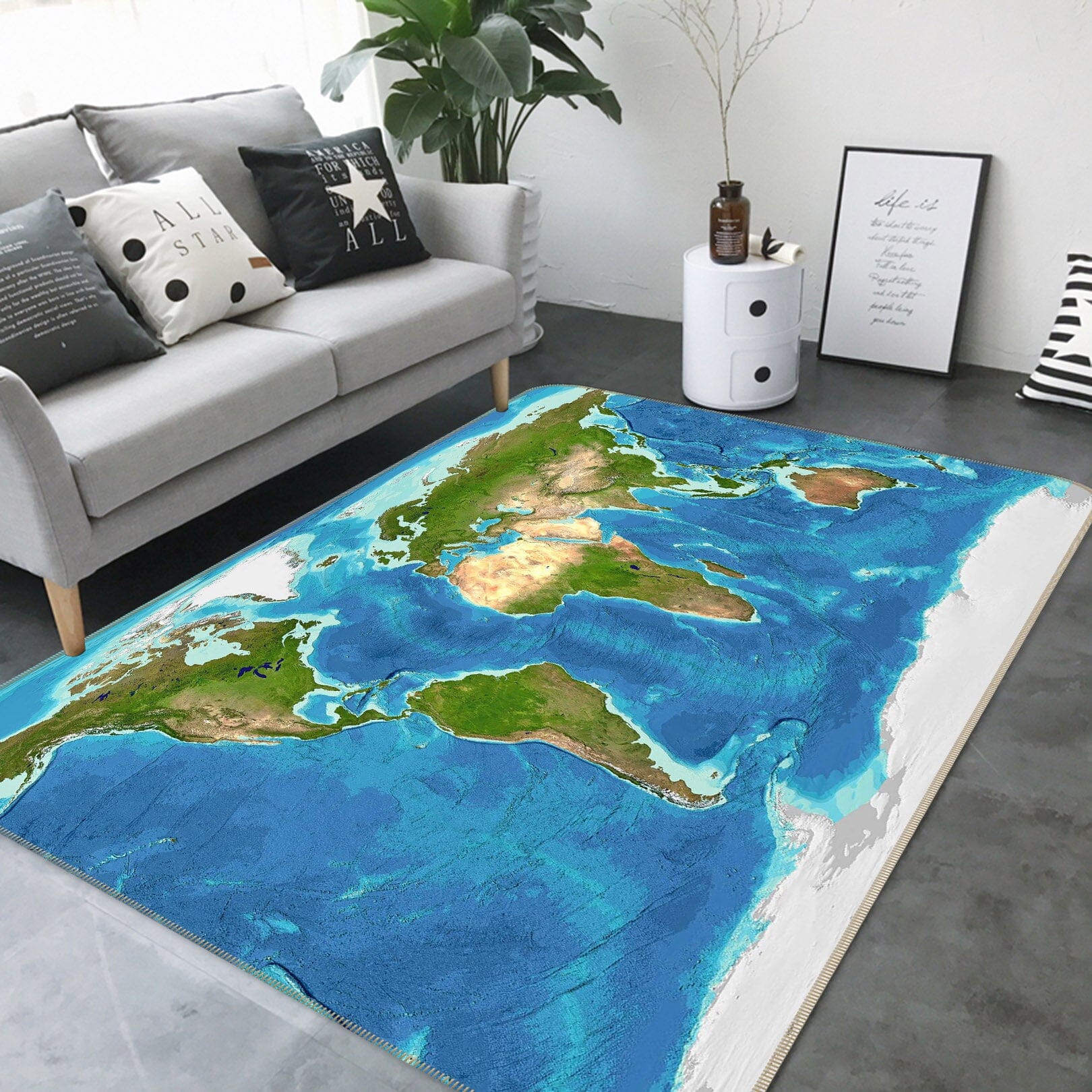 3D Blue Ocean 307 World Map Non Slip Rug Mat Mat AJ Creativity Home