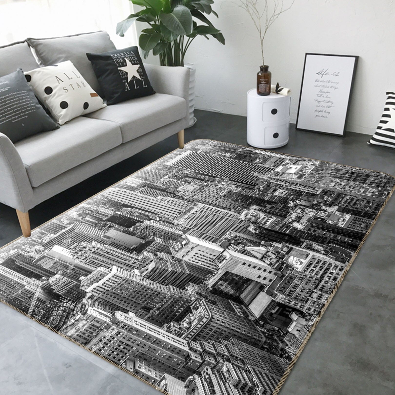 3D Grey City 1135 Marco Carmassi Rug Non Slip Rug Mat Mat AJ Creativity Home