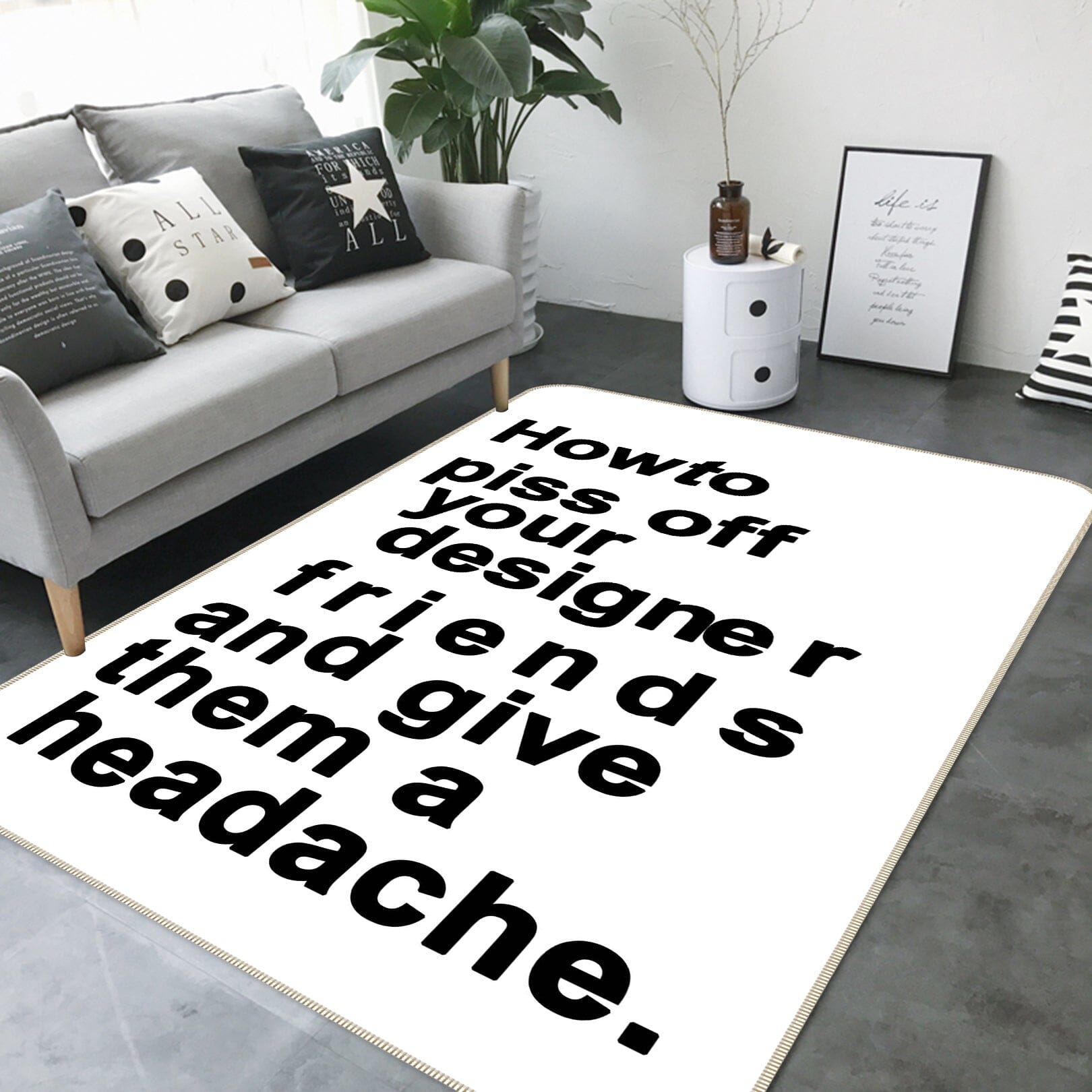 3D The Headache White 1122 Boris Draschoff Rug Non Slip Rug Mat Mat AJ Creativity Home