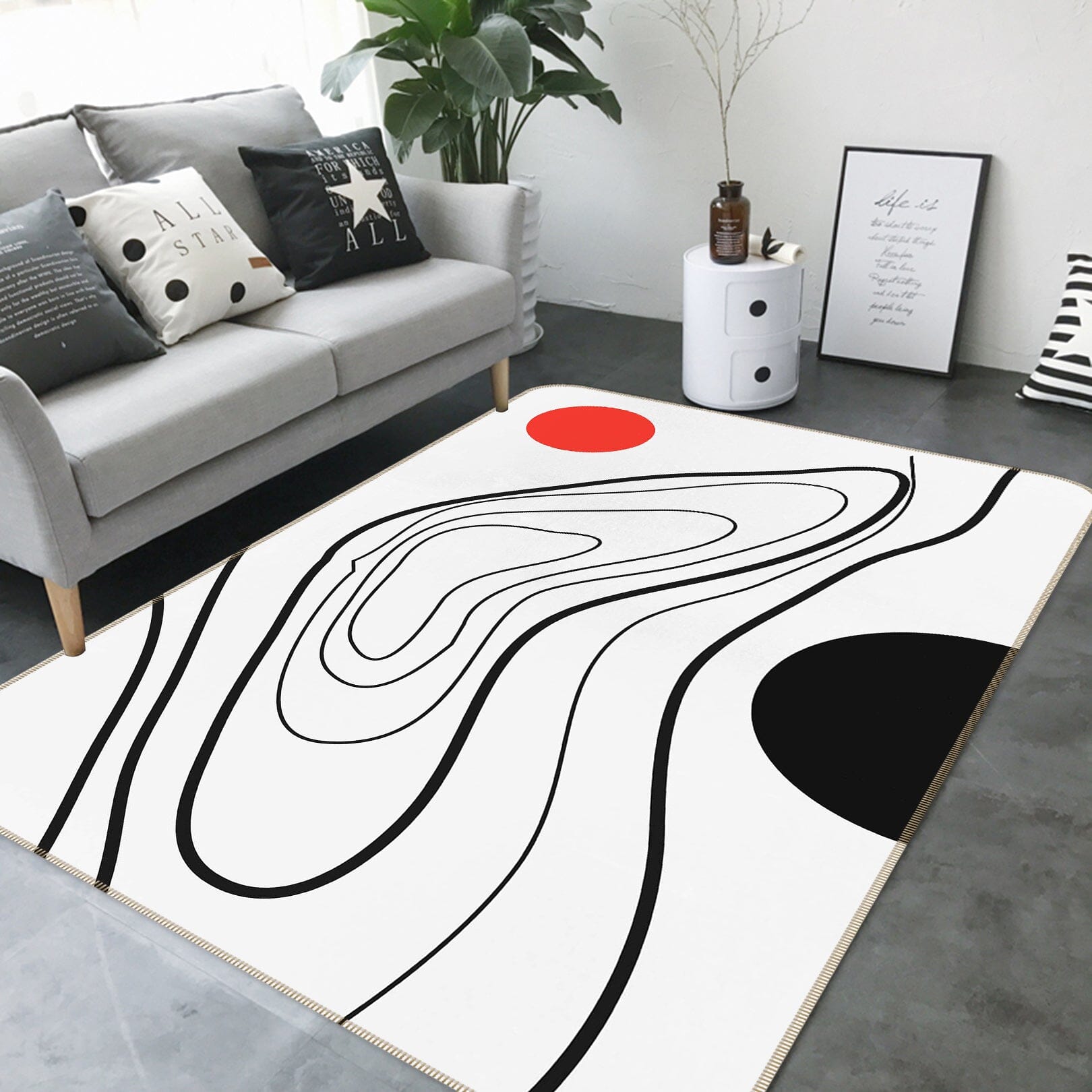 3D Black Line Heart 1087 Boris Draschoff Rug Non Slip Rug Mat Mat AJ Creativity Home