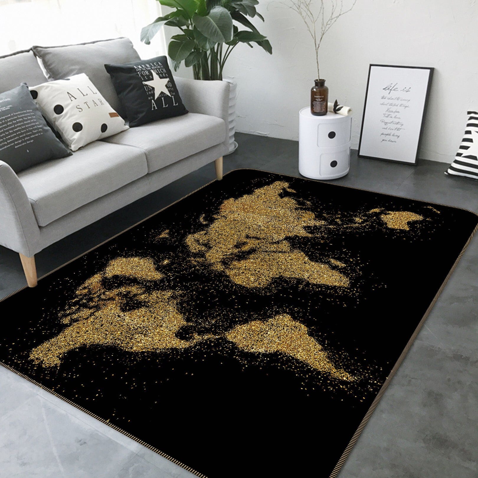 3D Gold Pattern 282 World Map Non Slip Rug Mat Mat AJ Creativity Home