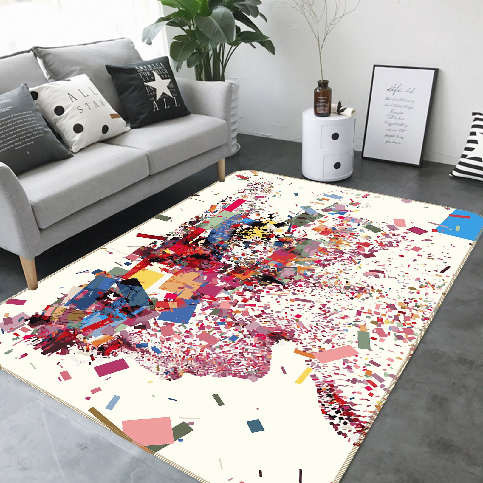 3D Color Fragment Pattern 77055 Non Slip Rug Mat