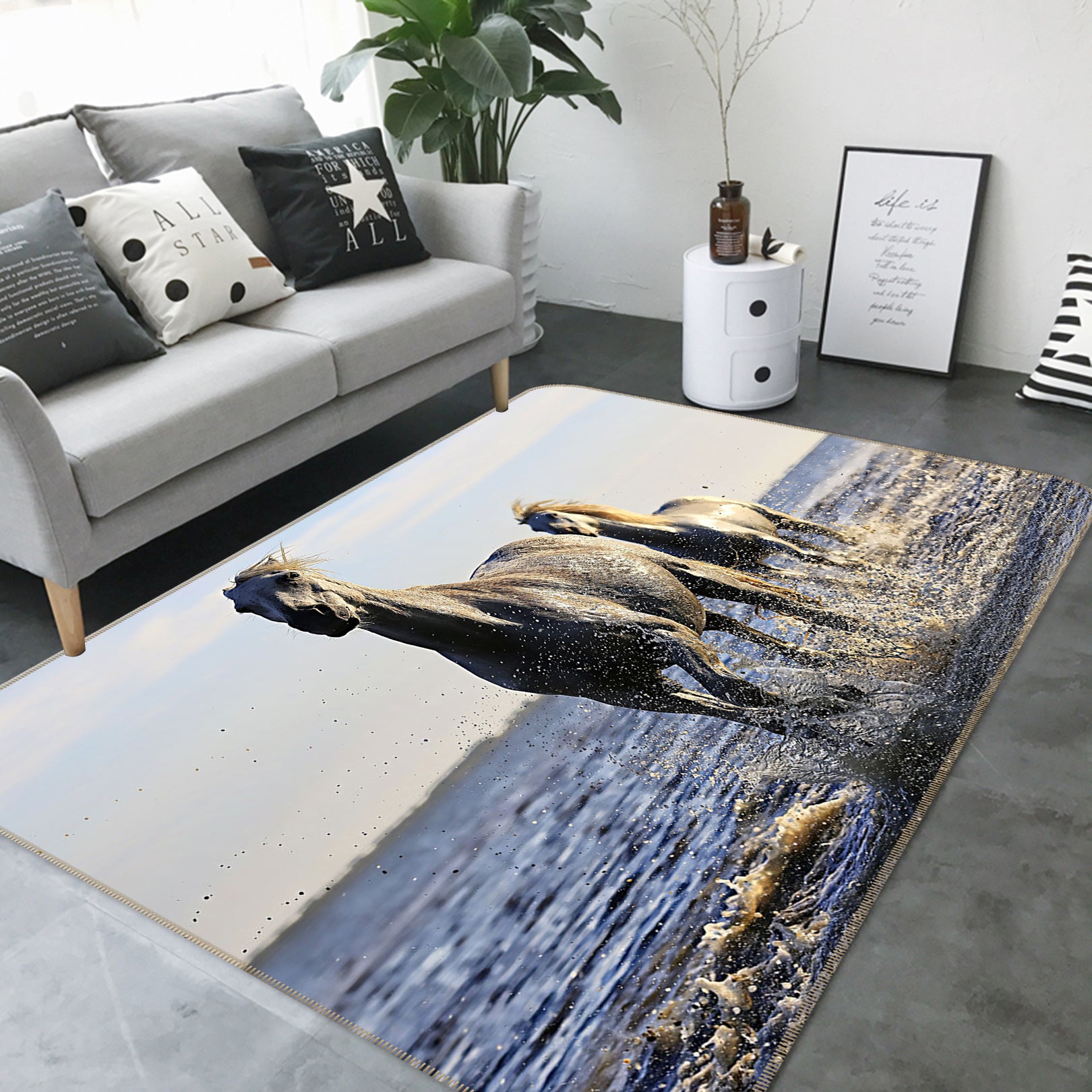 3D Water Horse 82114 Animal Non Slip Rug Mat