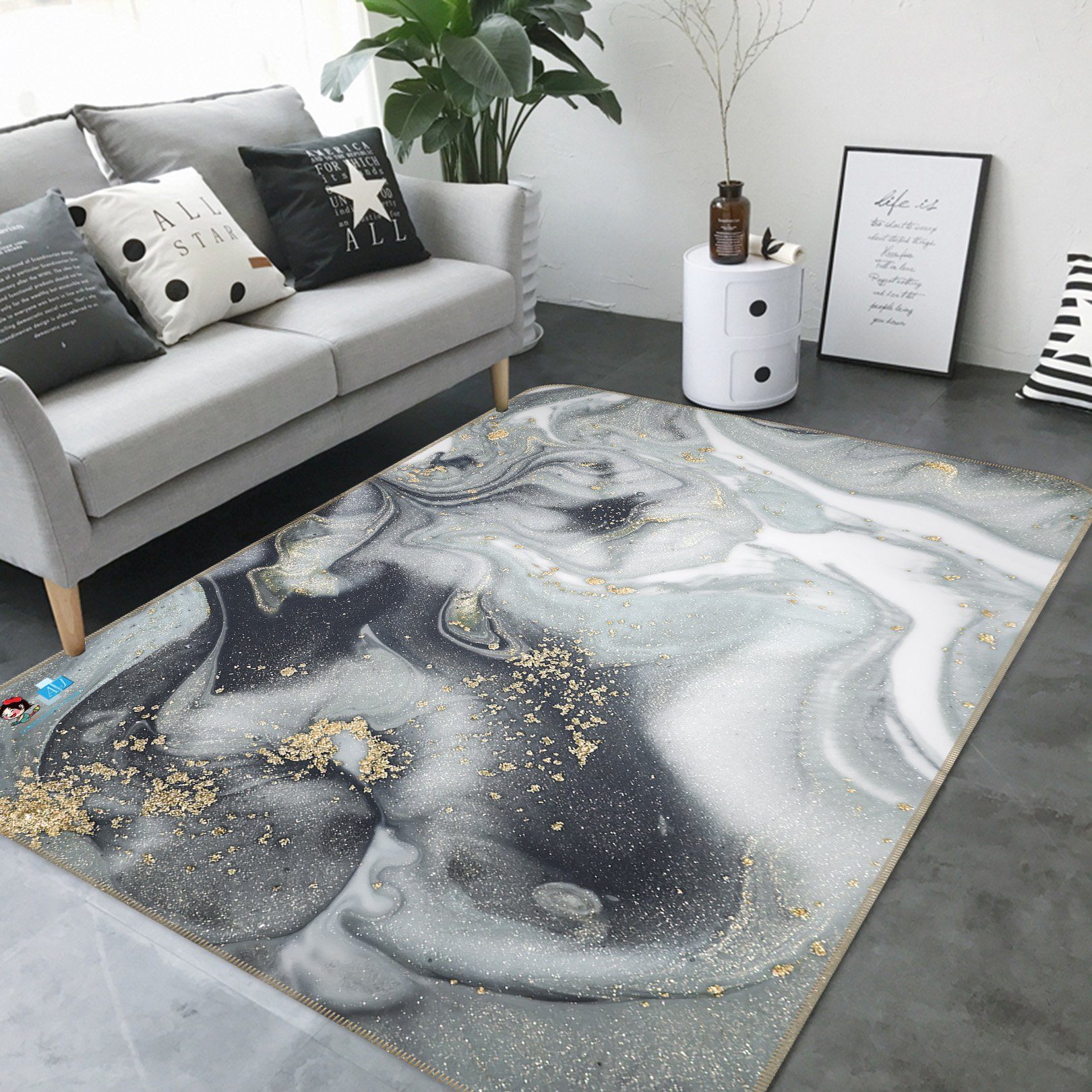 3D Gray Marble 2857 Non Slip Rug Mat Mat AJ Creativity Home