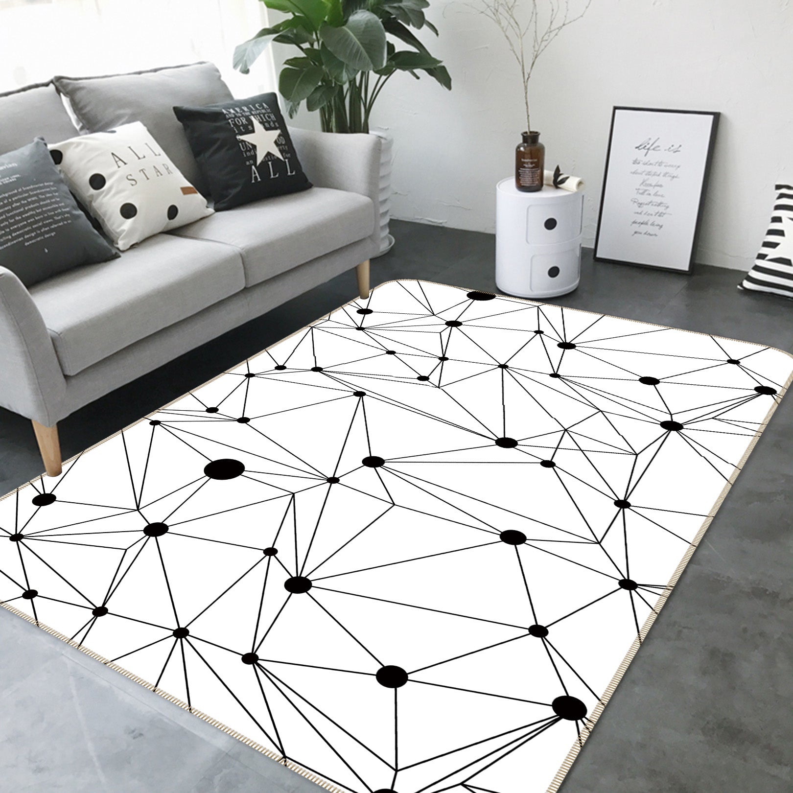 3D Line Pattern 35011 Non Slip Rug Mat