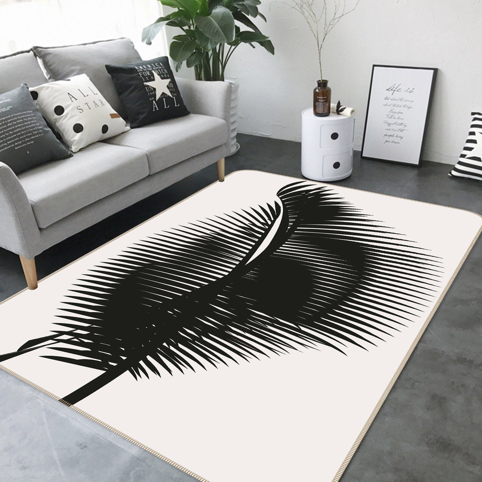 3D Black Leaf Tooth 1046 Boris Draschoff Rug Non Slip Rug Mat Mat AJ Creativity Home