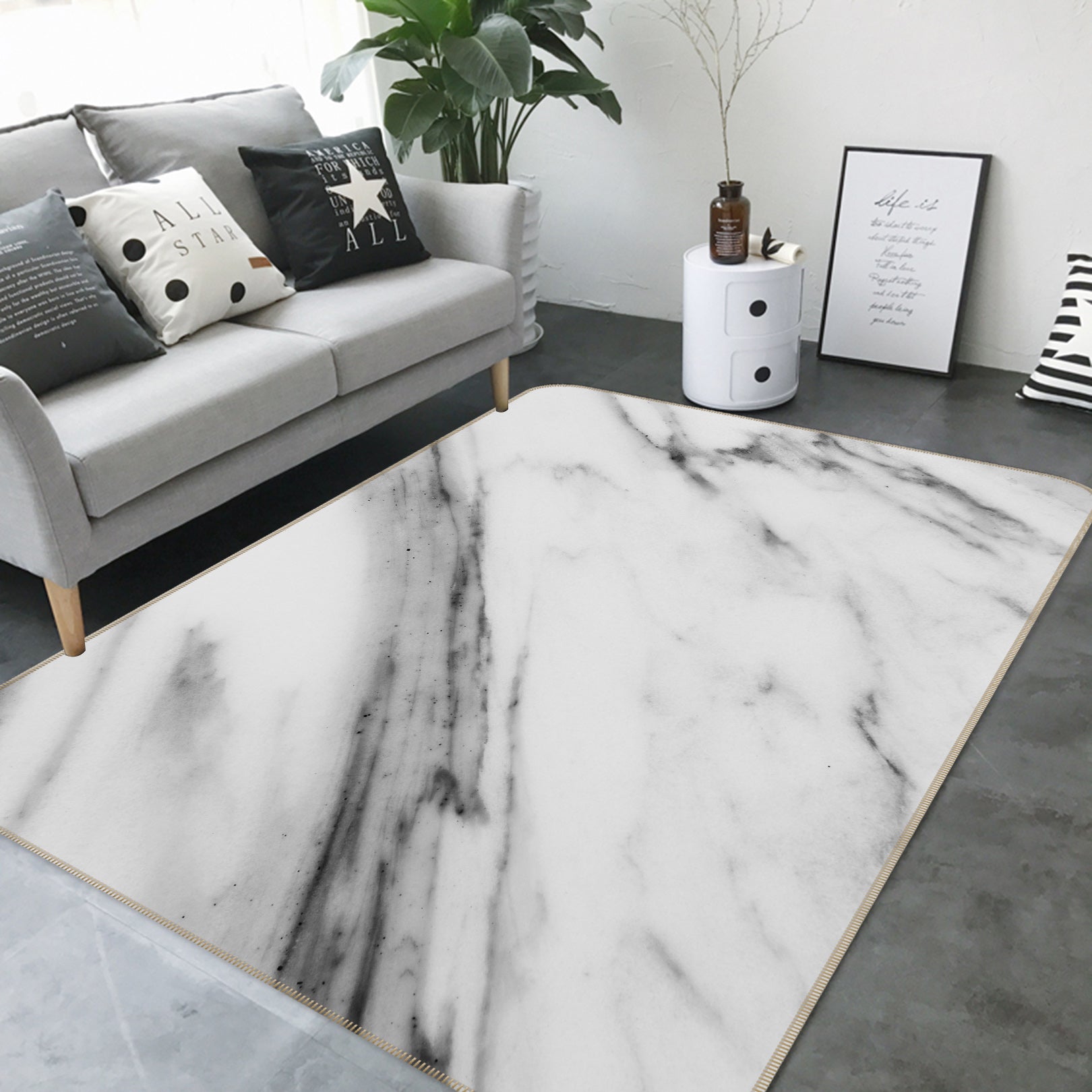 3D Marble Pattern 29196 Non Slip Rug Mat