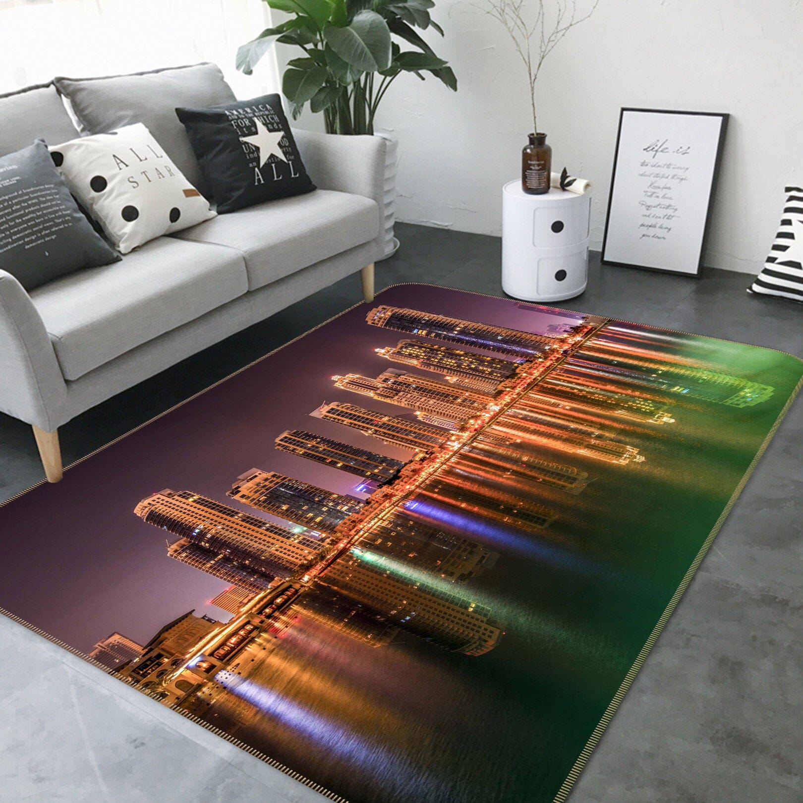 3D City Night 1073 Marco Carmassi Rug Non Slip Rug Mat Mat AJ Creativity Home