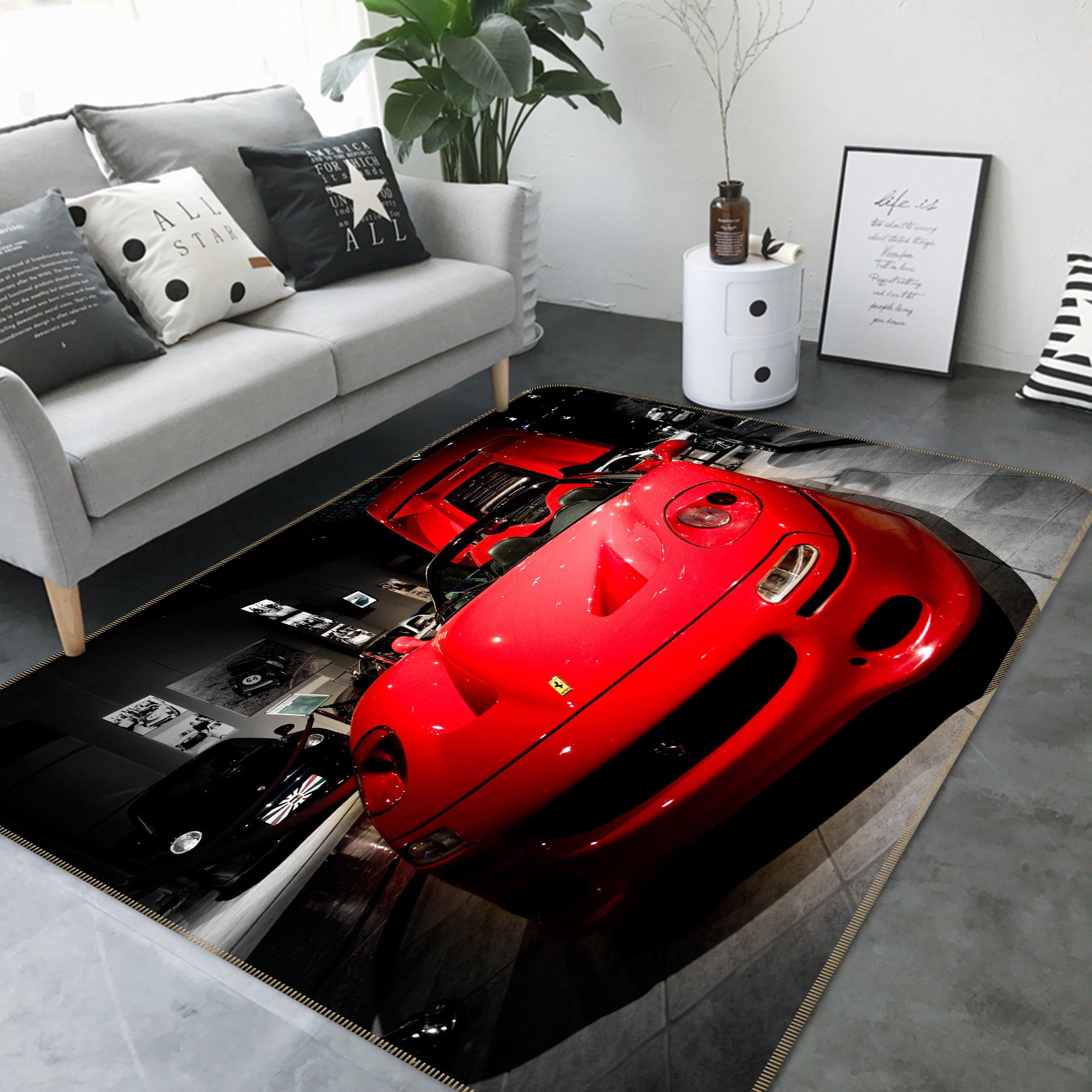 3D Red Car 67239 Vehicle Non Slip Rug Mat