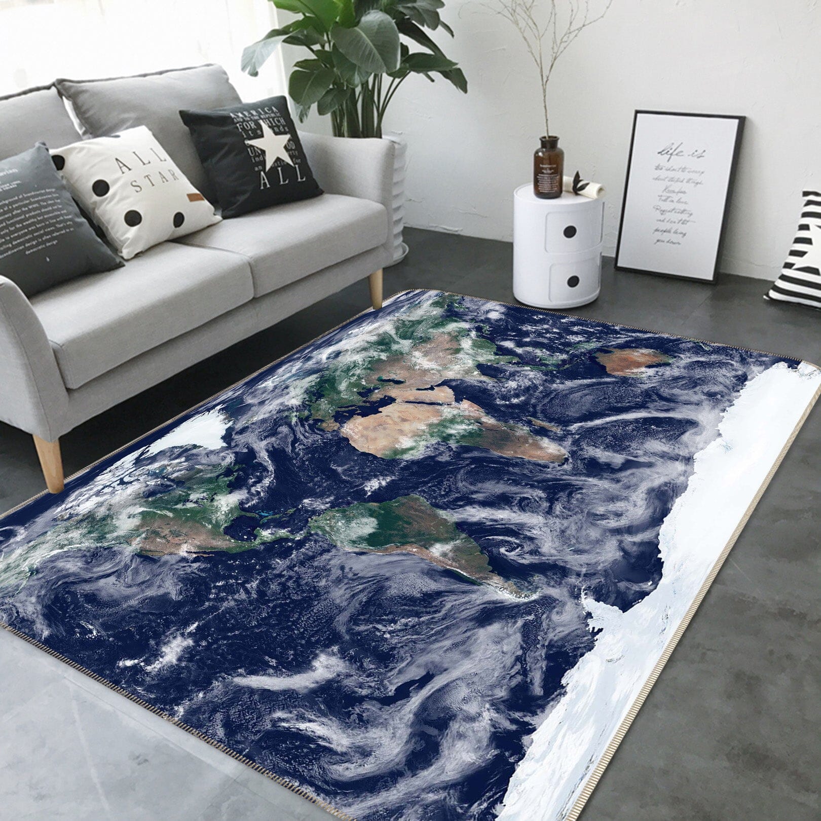 3D Sea Wave 284 World Map Non Slip Rug Mat Mat AJ Creativity Home