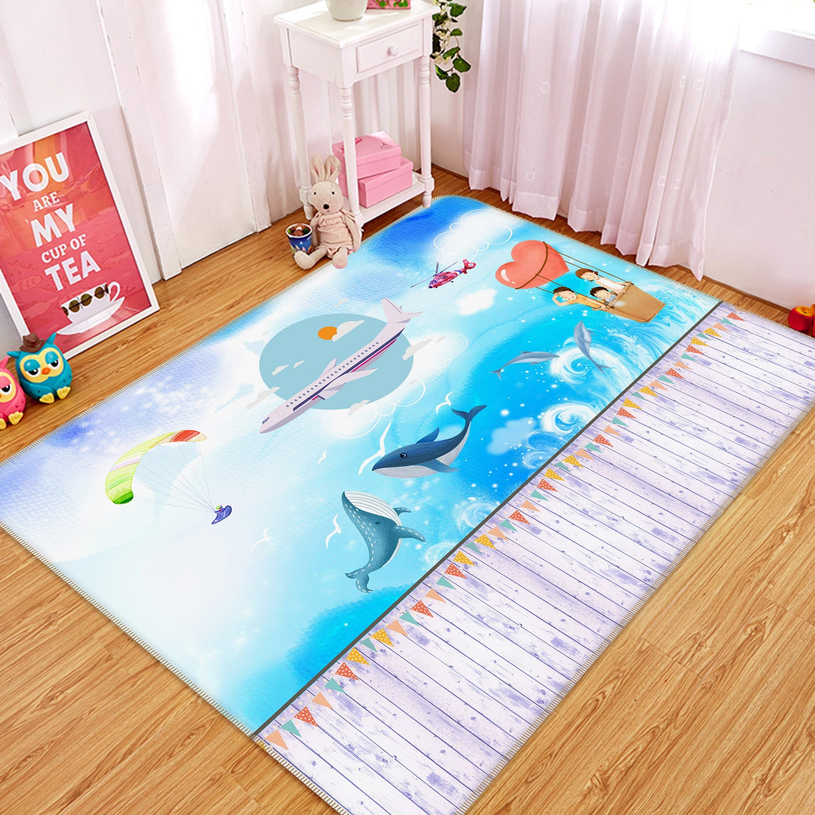 3D Dolphin Waves 34036 Non Slip Rug Mat