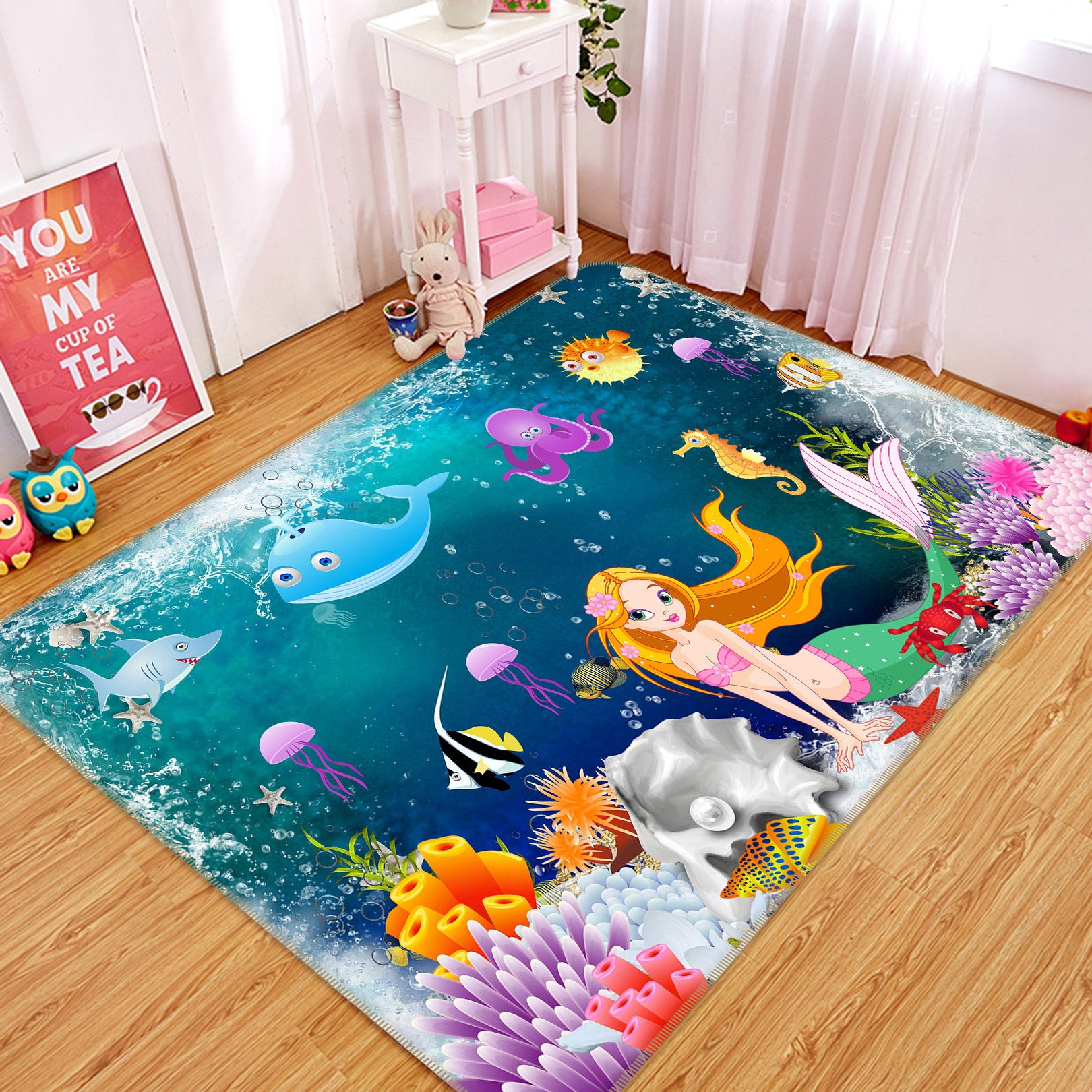 3D Seabed Mermaid 77047 Non Slip Rug Mat