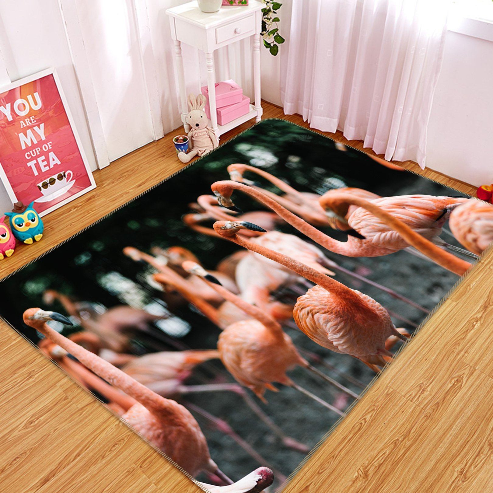 3D Flamingo Singing 585 Animal Non Slip Rug Mat Mat AJ Creativity Home