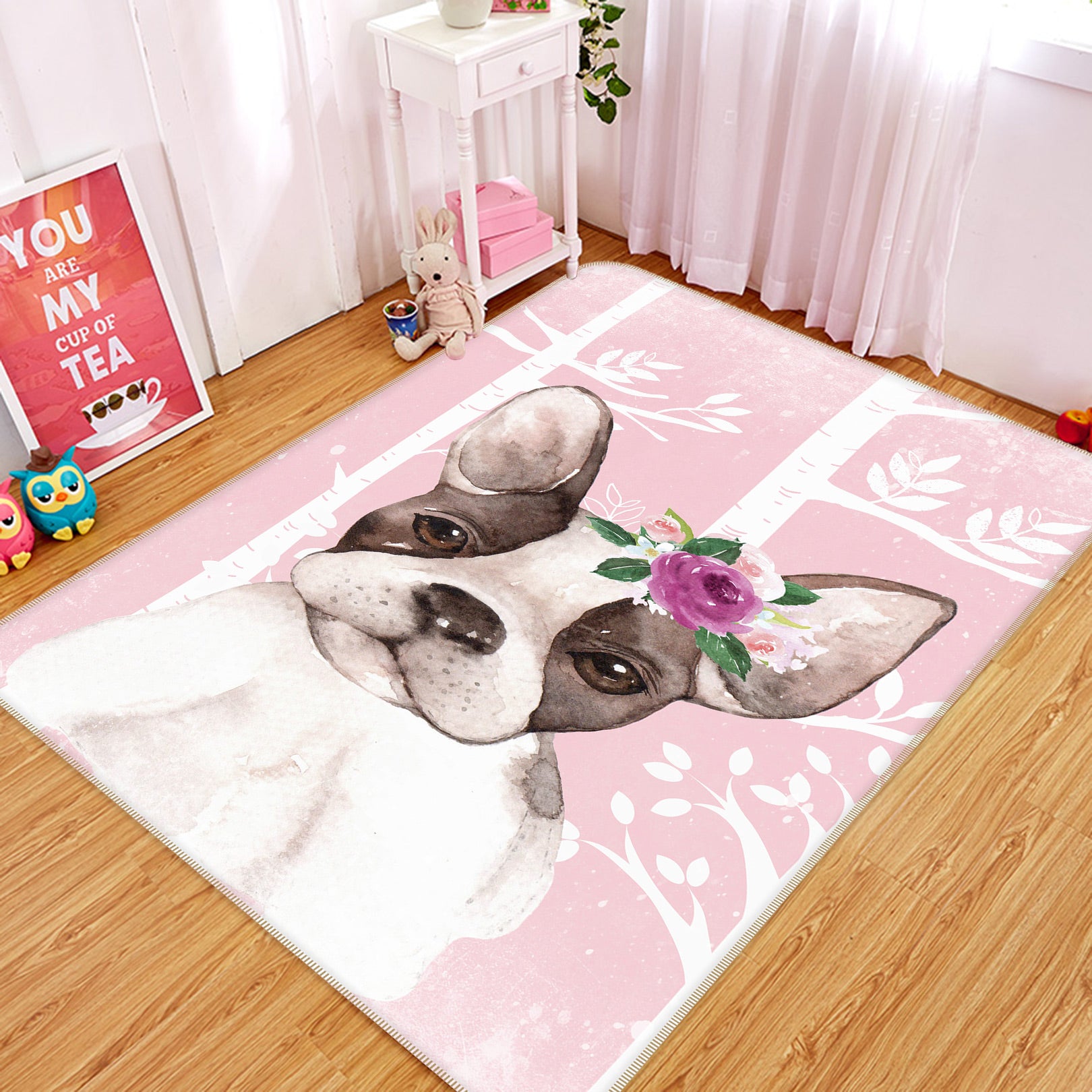 3D Puppy Flower 146 Uta Naumann Rug Non Slip Rug Mat
