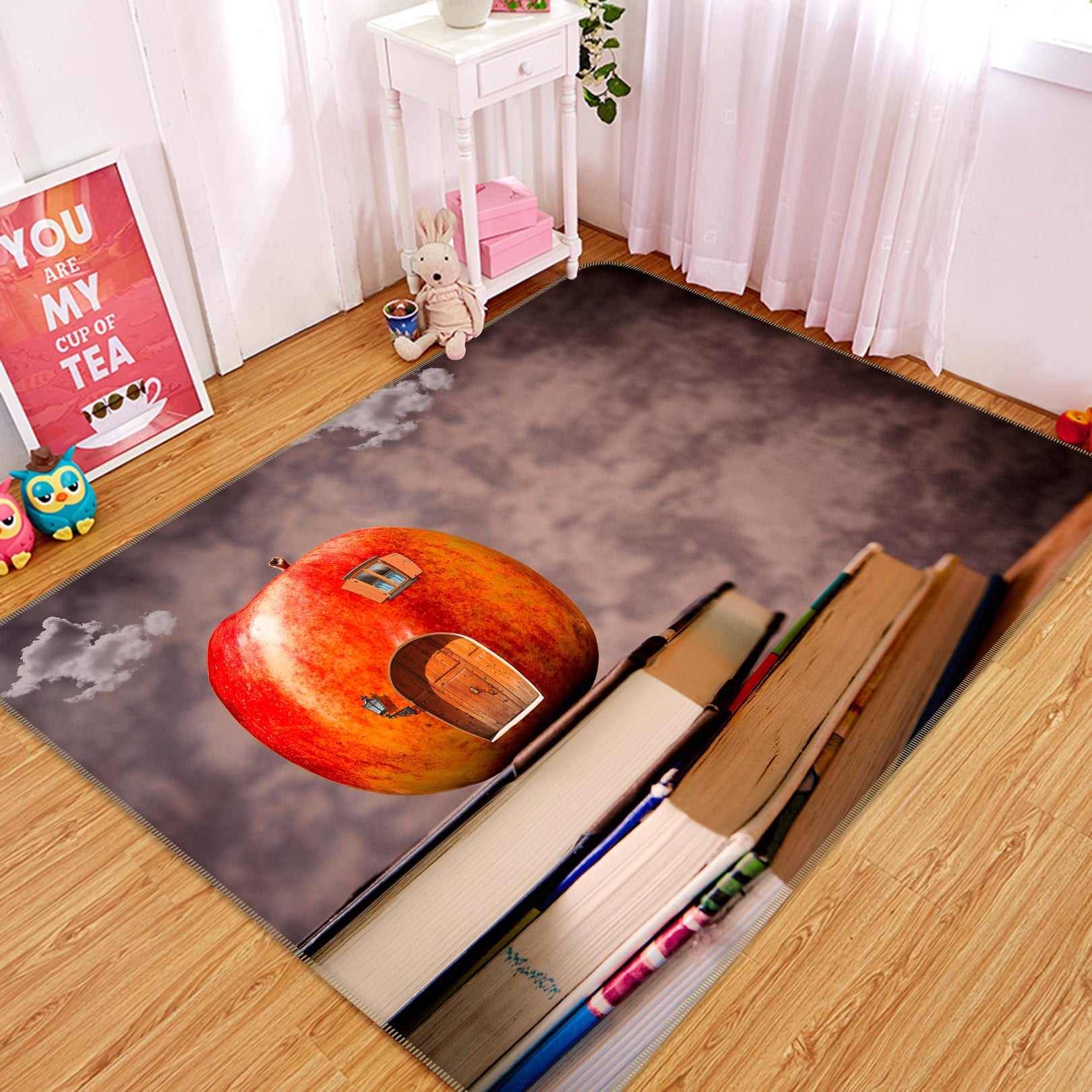 3D Book Apple 36102 Non Slip Rug Mat