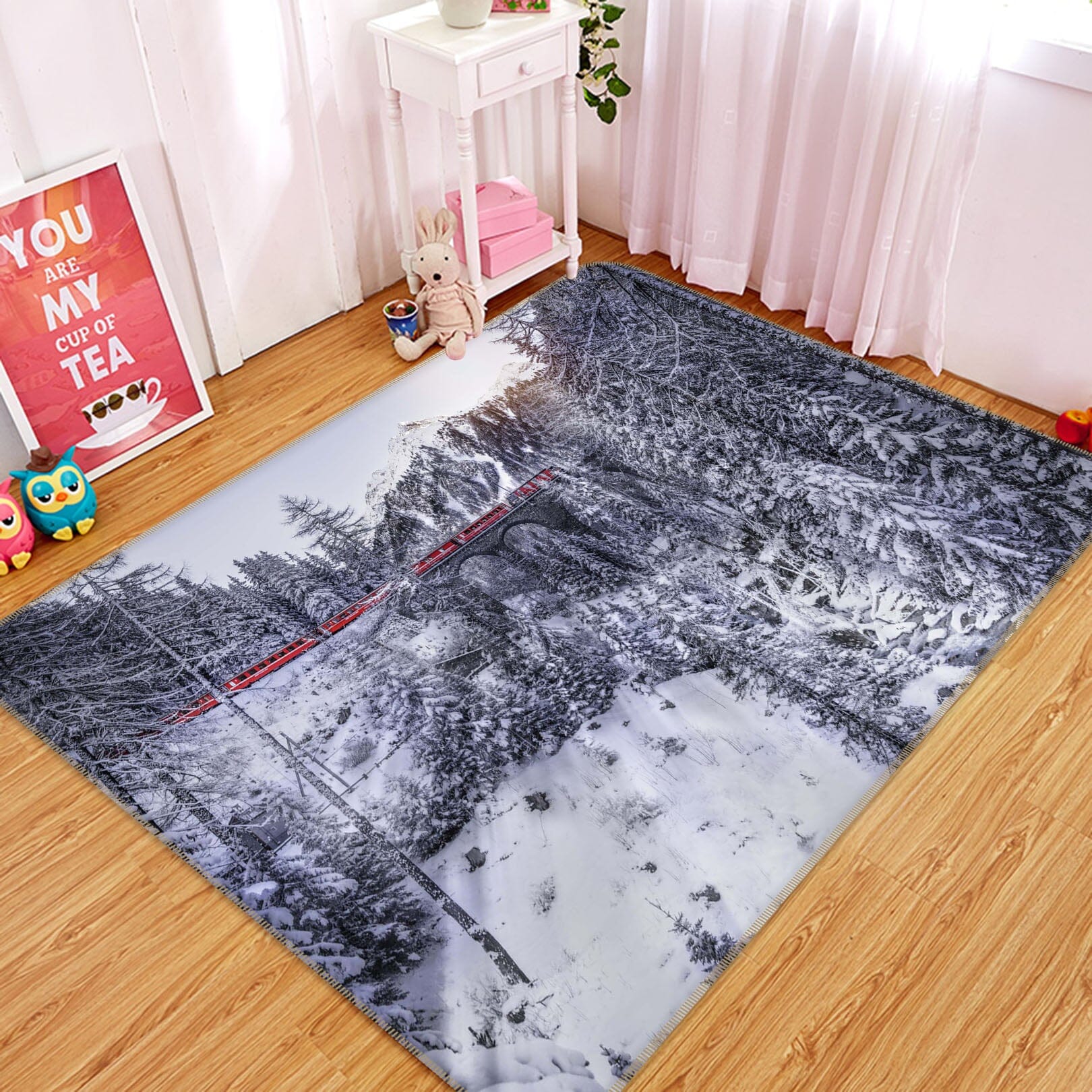 3D Heavy Snow Forest 1096 Marco Carmassi Rug Non Slip Rug Mat Mat AJ Creativity Home