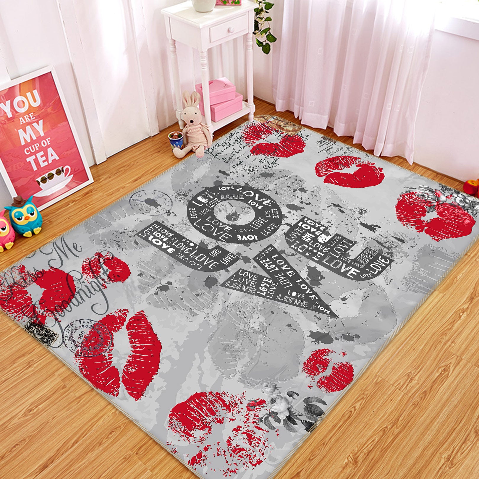 3D Red Lips 77020 Non Slip Rug Mat