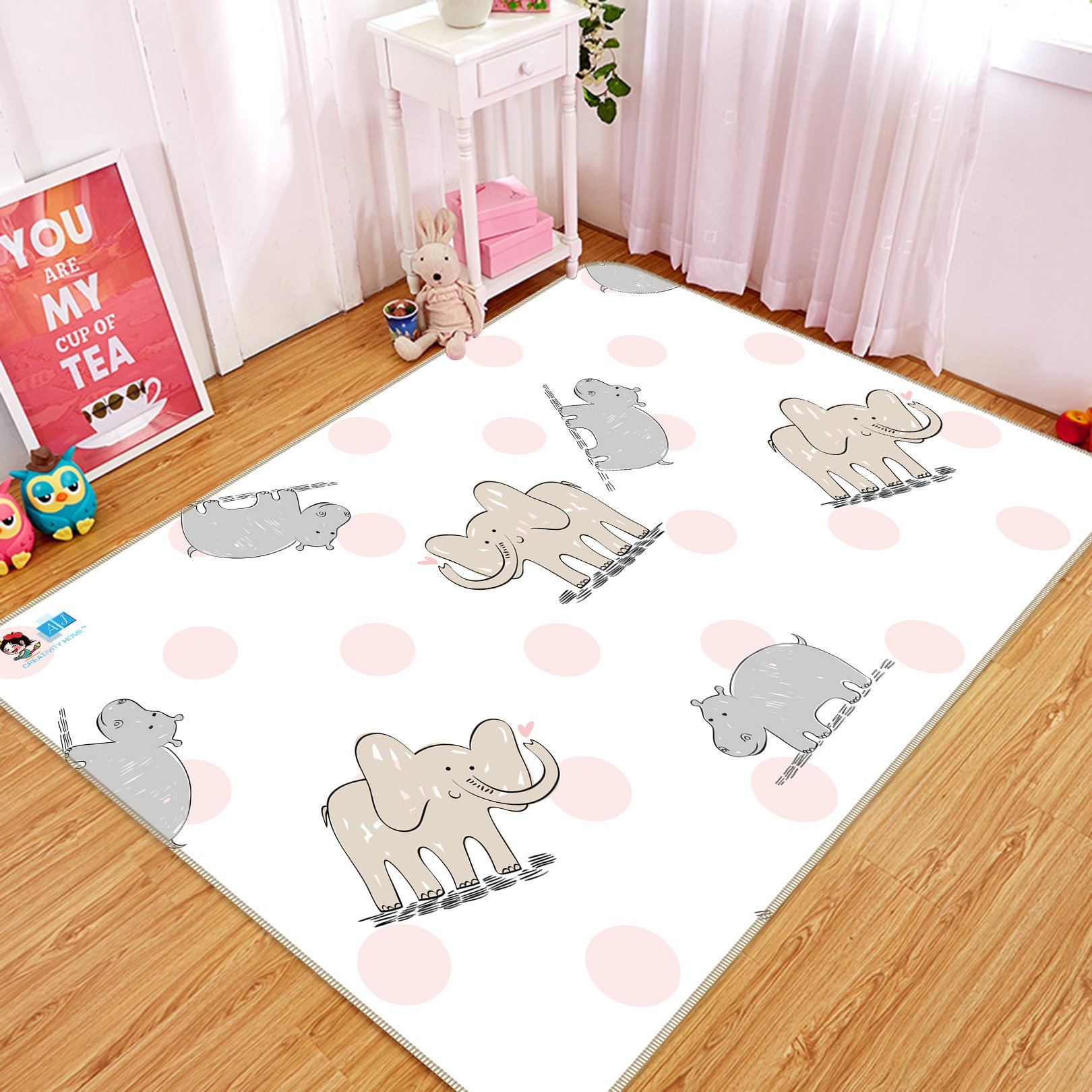 3D Elephant Pattern 121 Non Slip Rug Mat Mat AJ Creativity Home