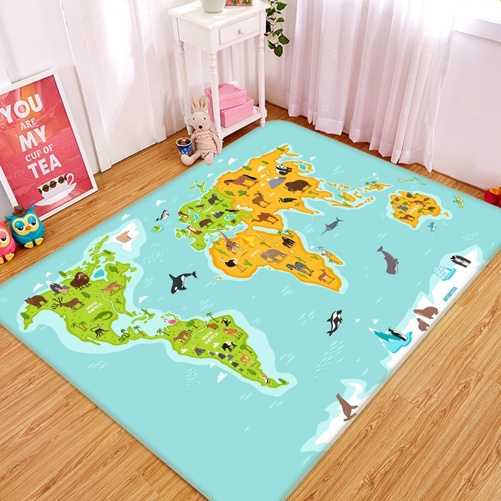 3D Sea Island 322 World Map Non Slip Rug Mat Mat AJ Creativity Home