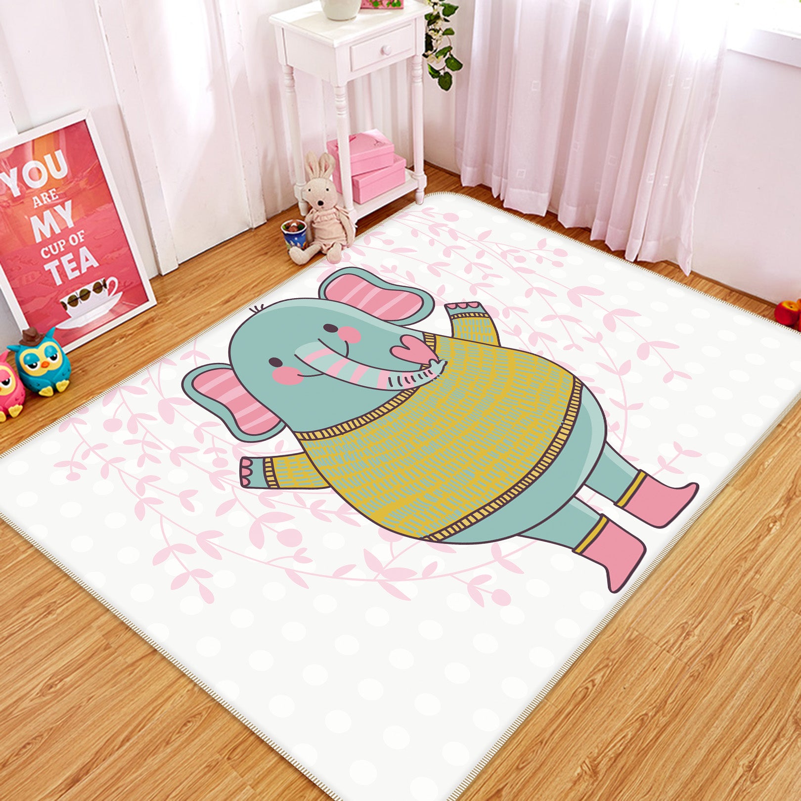 3D Elephant 36057 Non Slip Rug Mat