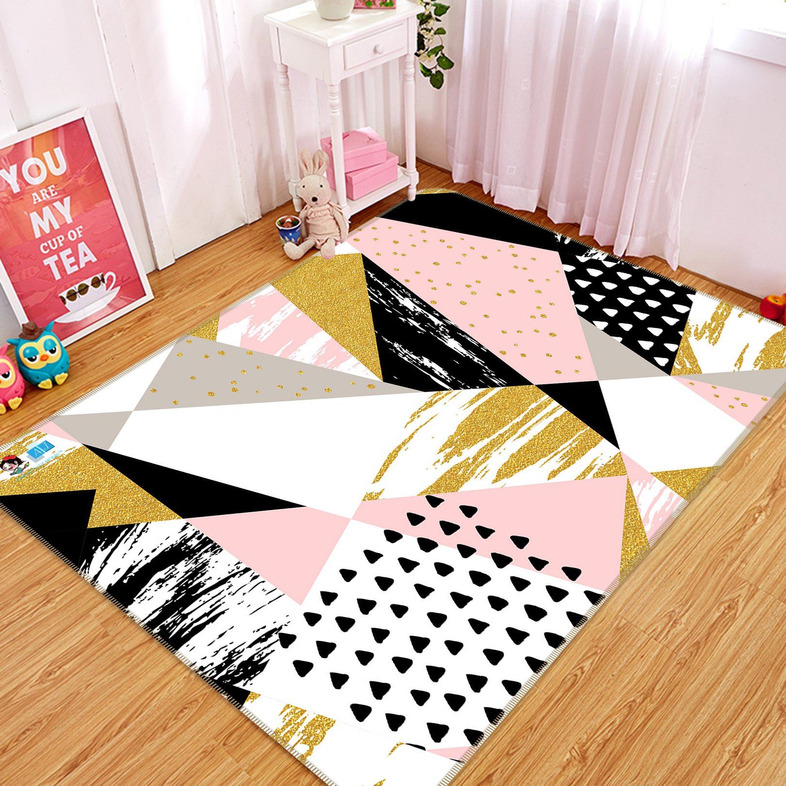 3D Pink Triangle 15 Non Slip Rug Mat Mat AJ Creativity Home