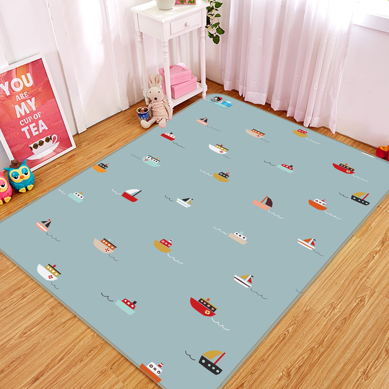 3D Steamship Pattern 64046 Non Slip Rug Mat