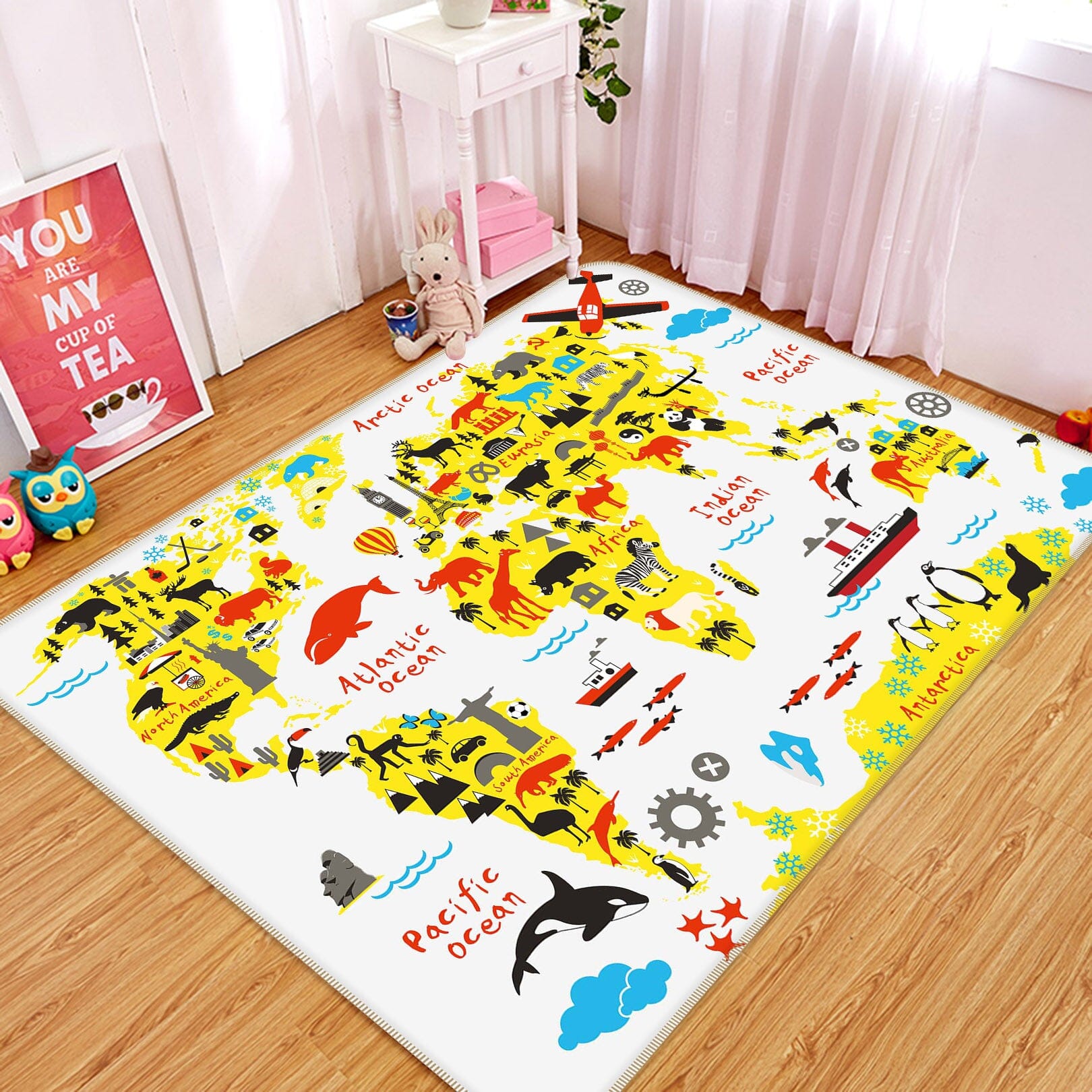 3D Color Country 235 World Map Non Slip Rug Mat Mat AJ Creativity Home