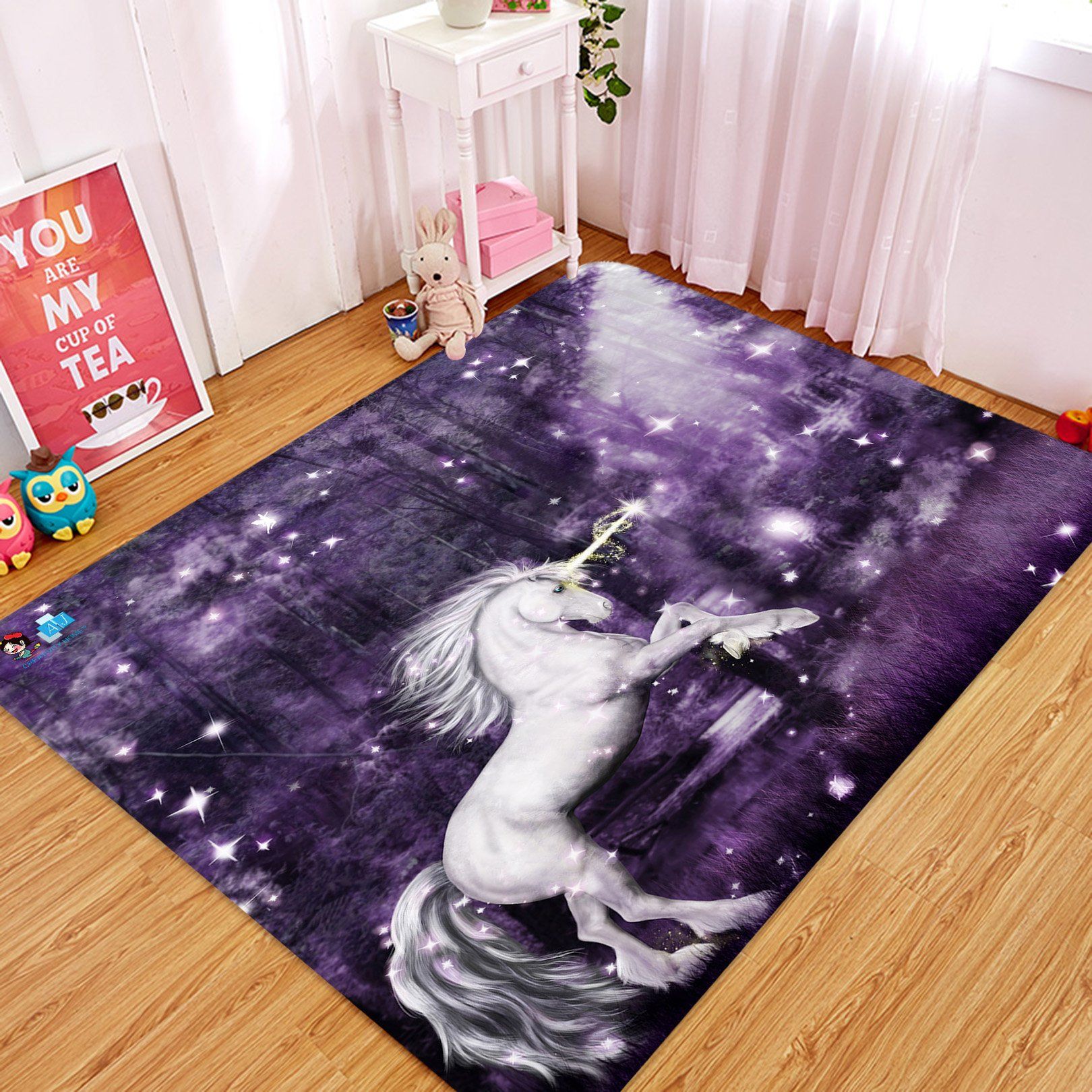 3D Star Jumping Unicorn 65 Non Slip Rug Mat Mat AJ Creativity Home