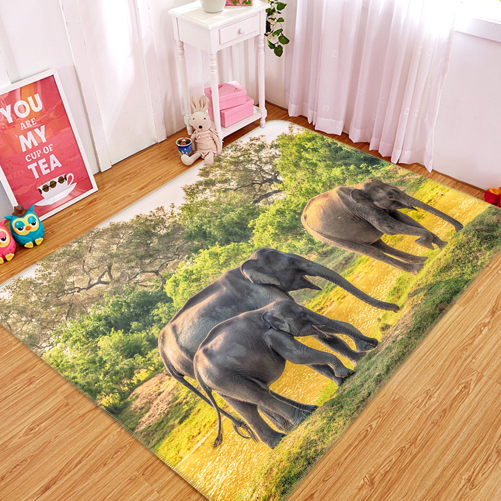 3D Elephant Park 060 Animal Non Slip Rug Mat