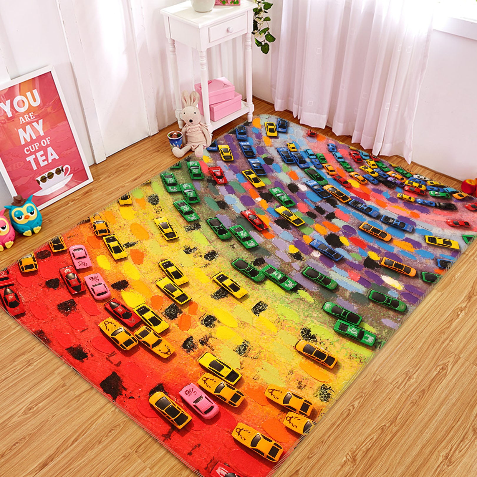 3D Rainbow Car 36168 Non Slip Rug Mat