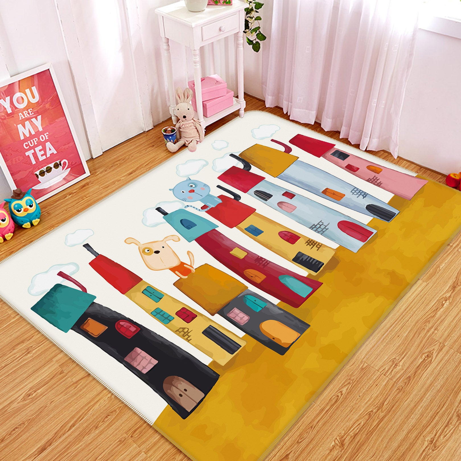 3D Houses Cat Gog 34050 Non Slip Rug Mat