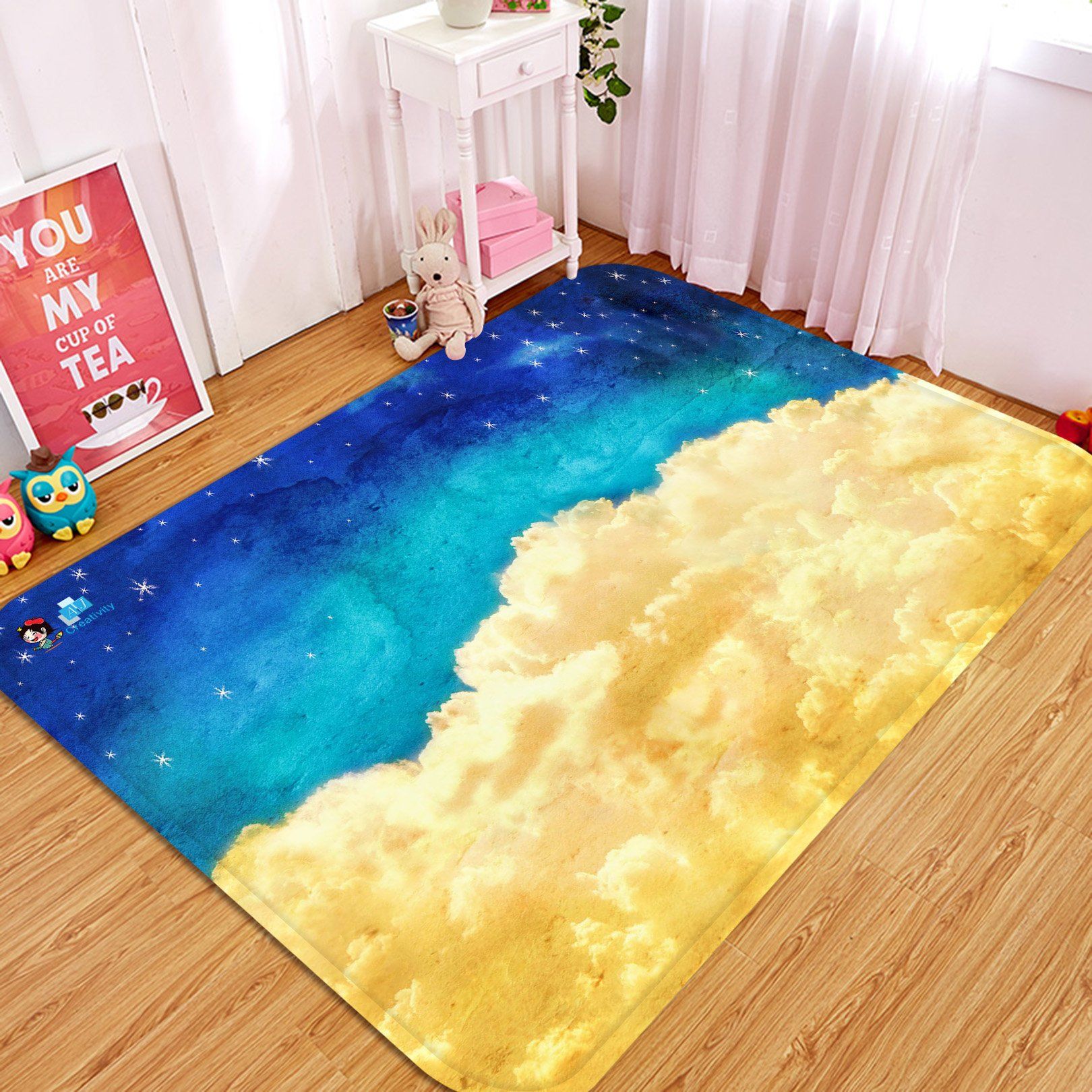 3D Stars Sky Clouds 104 Non Slip Rug Mat Mat AJ Creativity Home