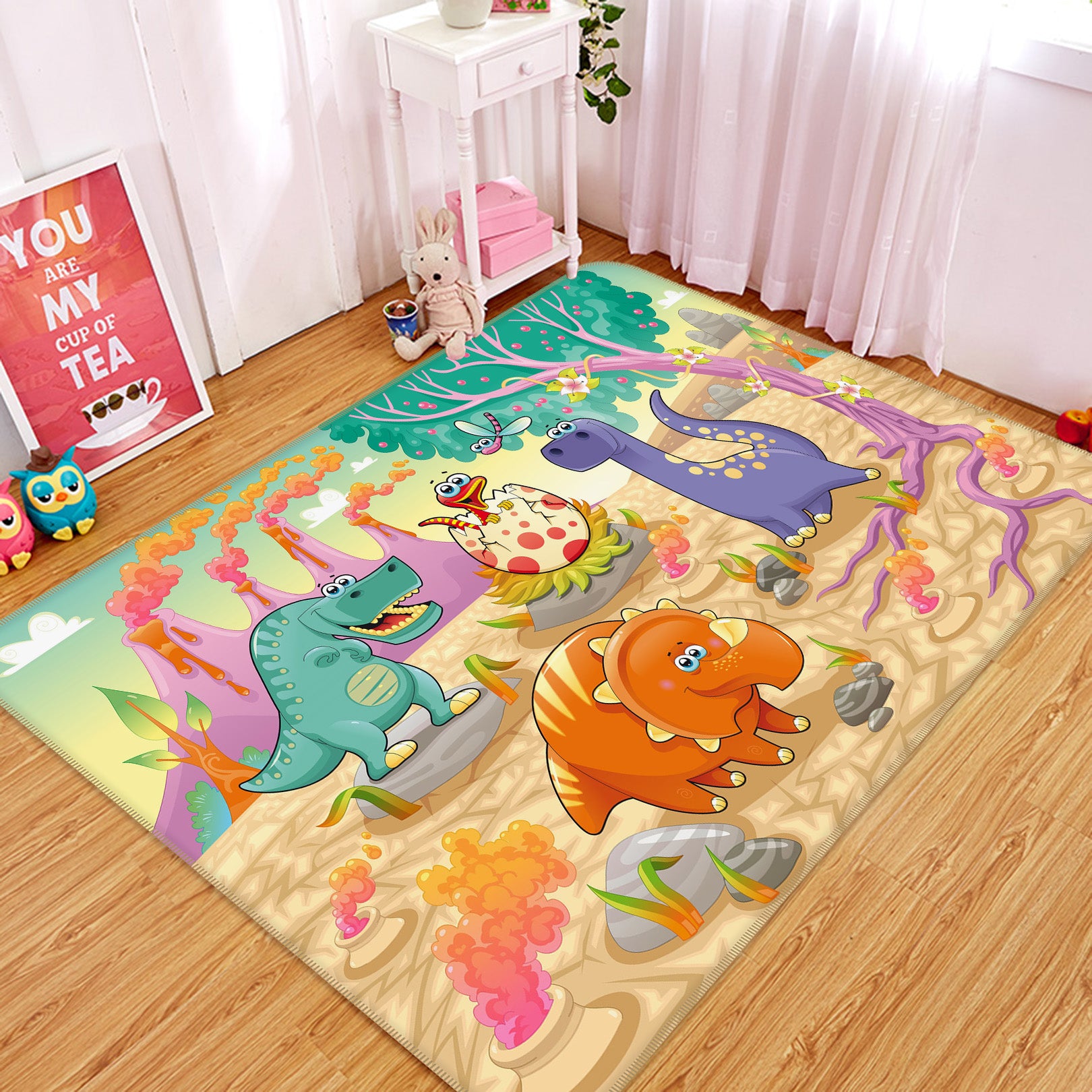3D Cartoon Dinosaur 34058 Non Slip Rug Mat