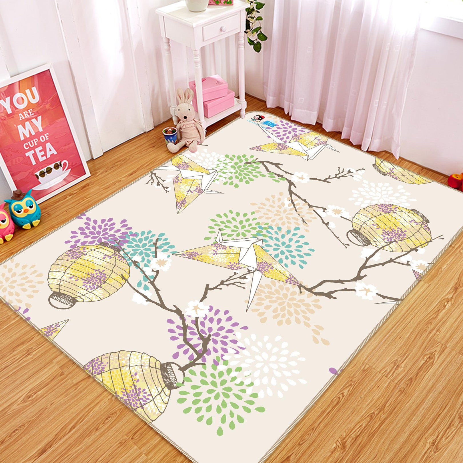3D Lantern Thousand Paper Cranes 64043 Non Slip Rug Mat