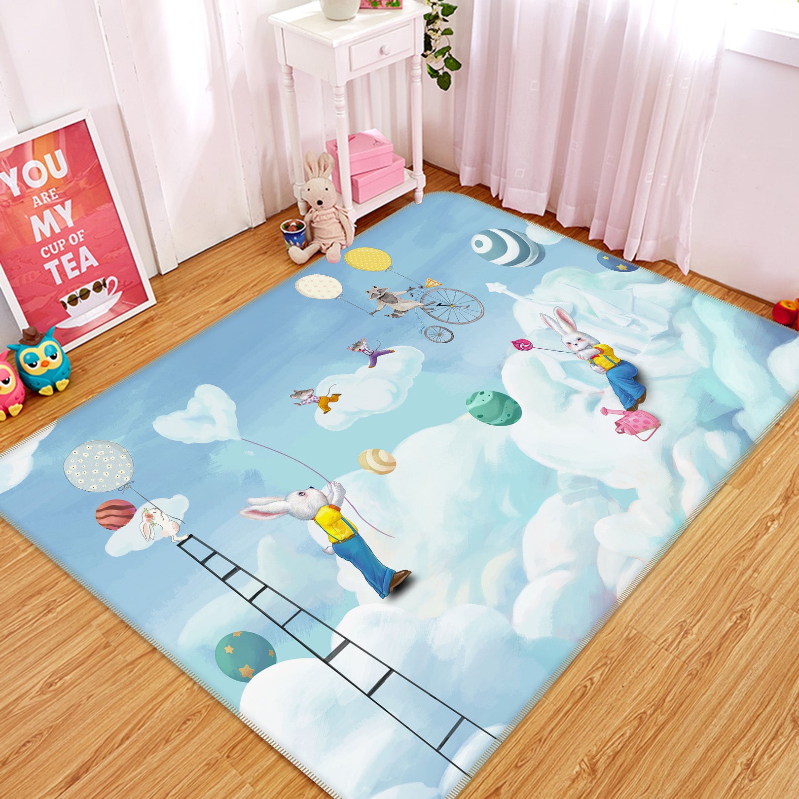 3D Rabbit Cloud 34017 Non Slip Rug Mat