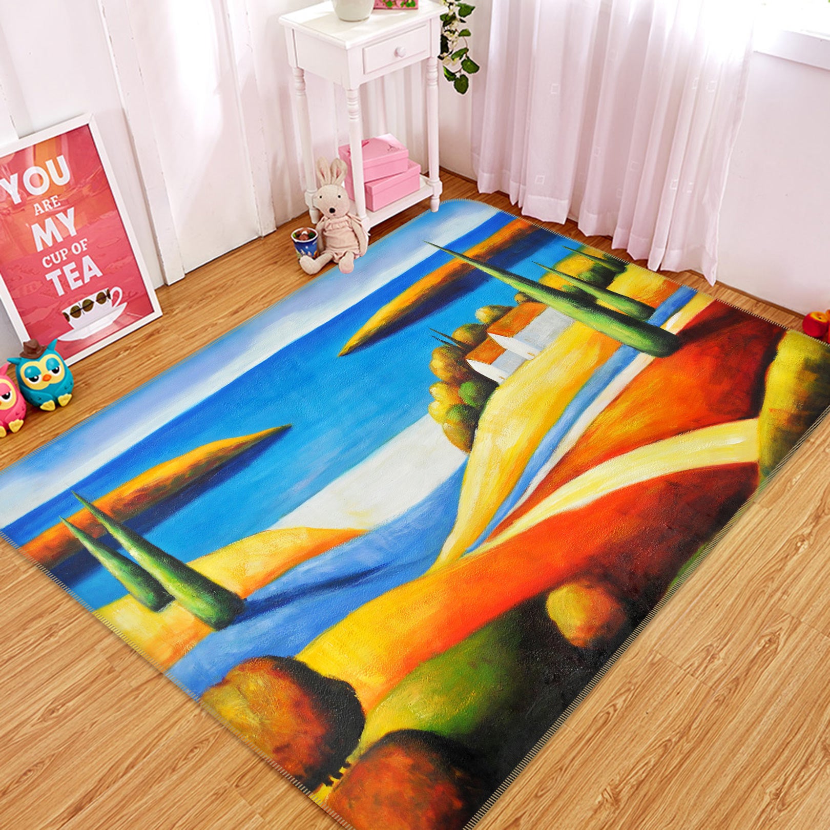 3D Colored Hillside 75286 Non Slip Rug Mat