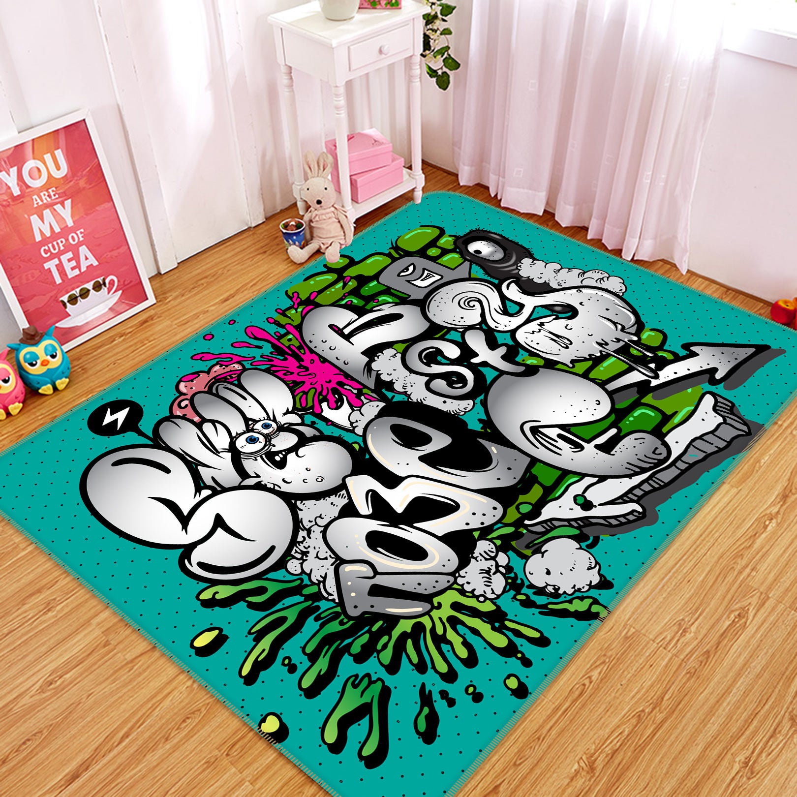 3D Green Letters 30089 Non Slip Rug Mat