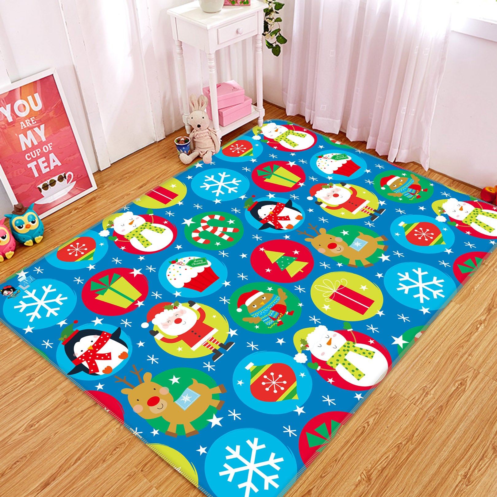 3D Santa Claus Patterns 55111 Christmas Non Slip Rug Mat Xmas