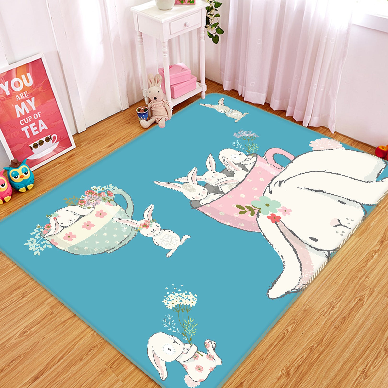 3D Cute Rabbit 65142 Non Slip Rug Mat