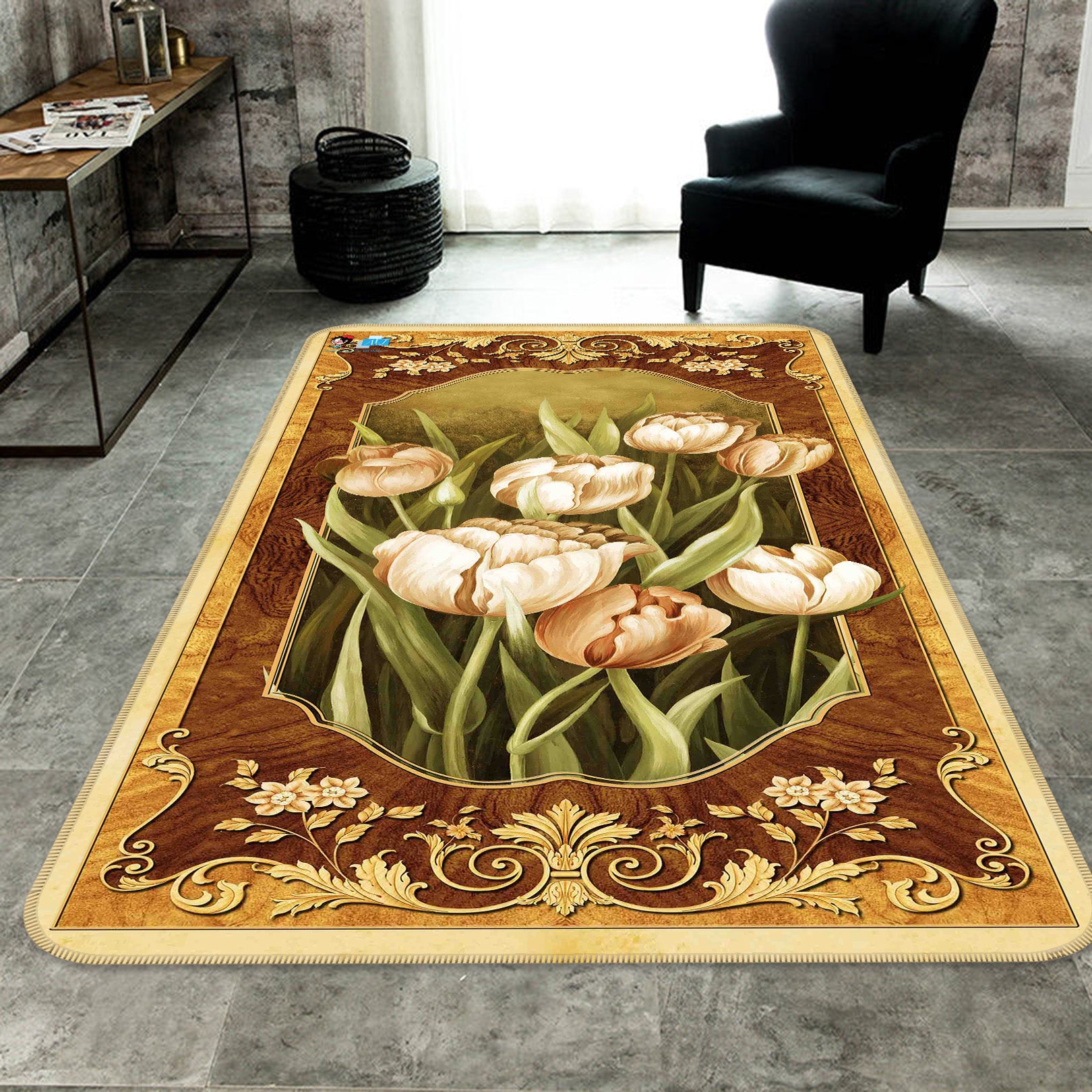 3D Flowers 66157 Non Slip Rug Mat