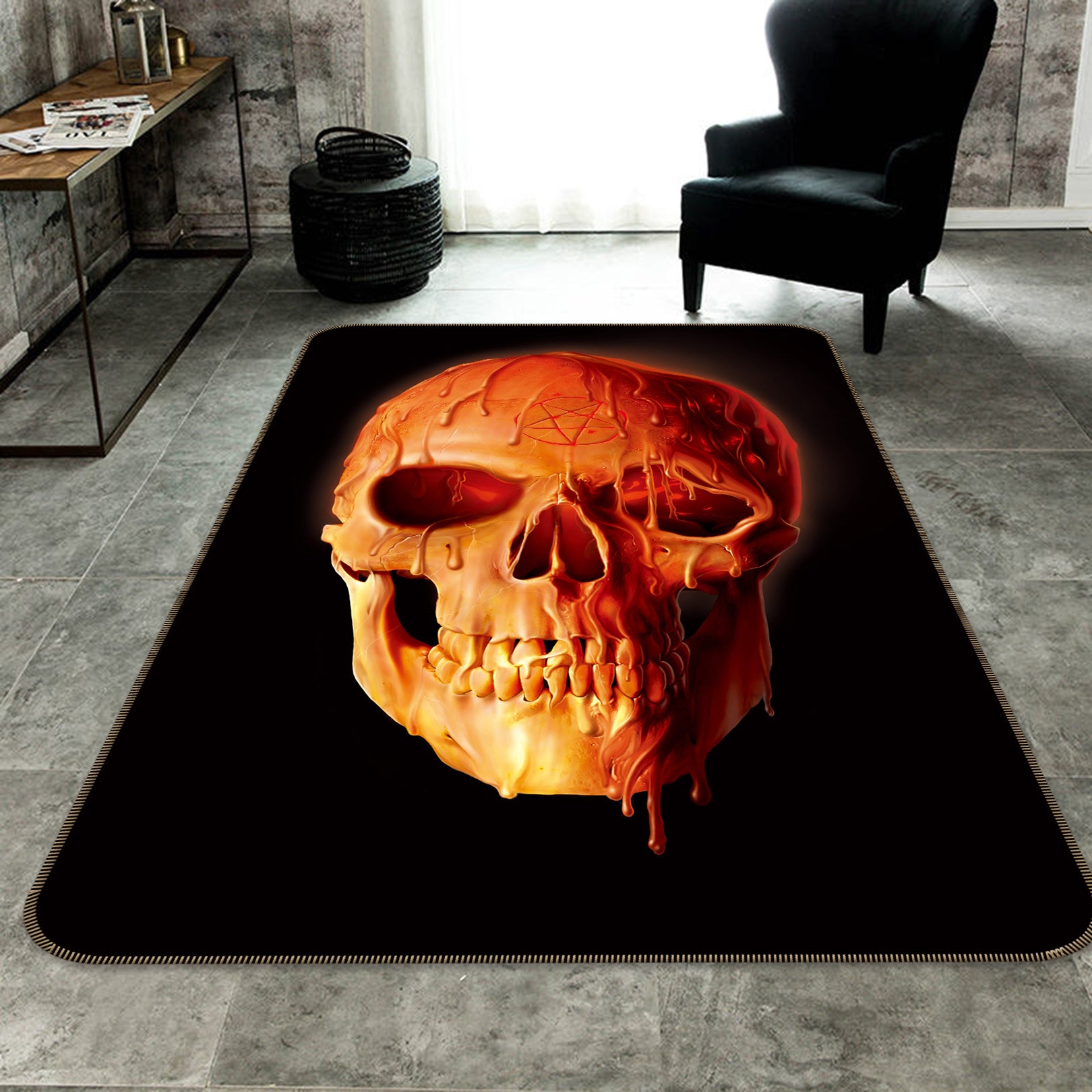 3D Skull 84274 Vincent Hie Rug Non Slip Rug Mat