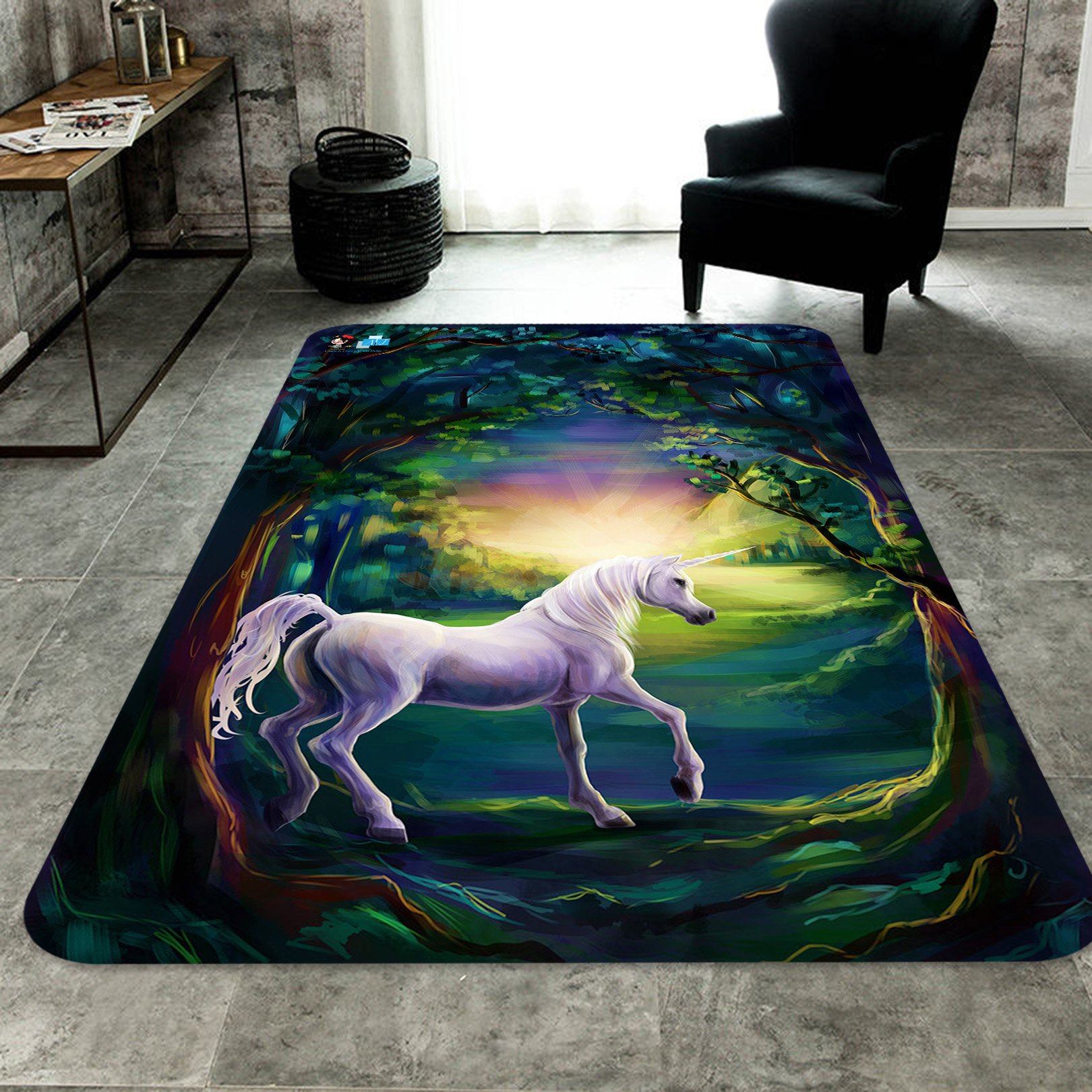 3D Tree Hole Unicorn 91 Non Slip Rug Mat Mat AJ Creativity Home