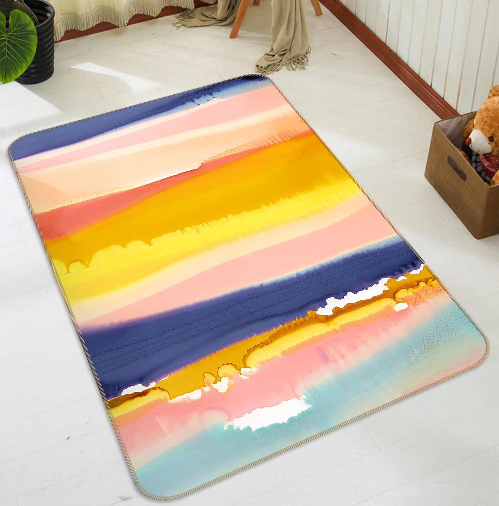 3D Color Bar Pattern 65013 Non Slip Rug Mat