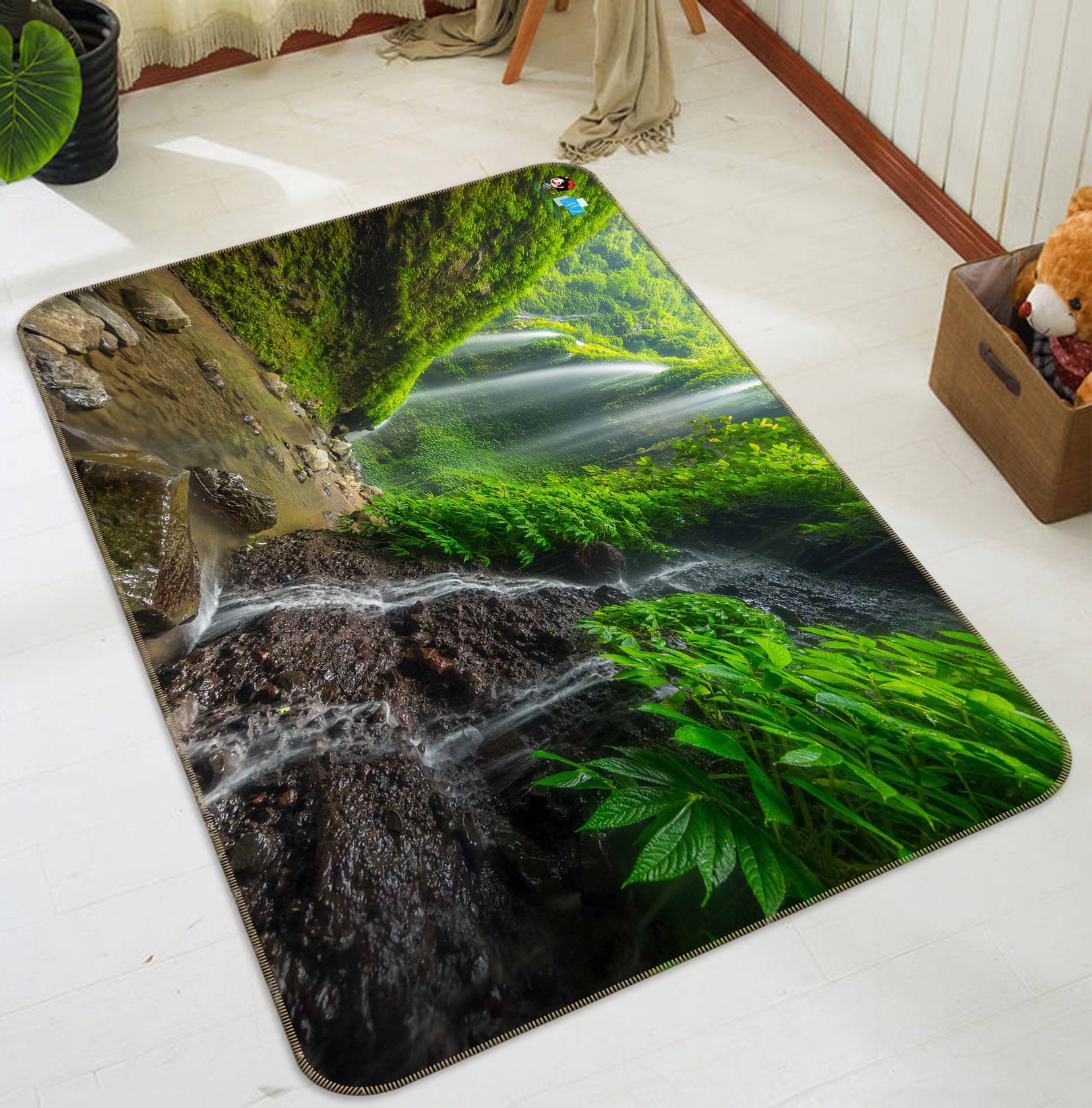 3D Mountain Running Water 66123 Non Slip Rug Mat